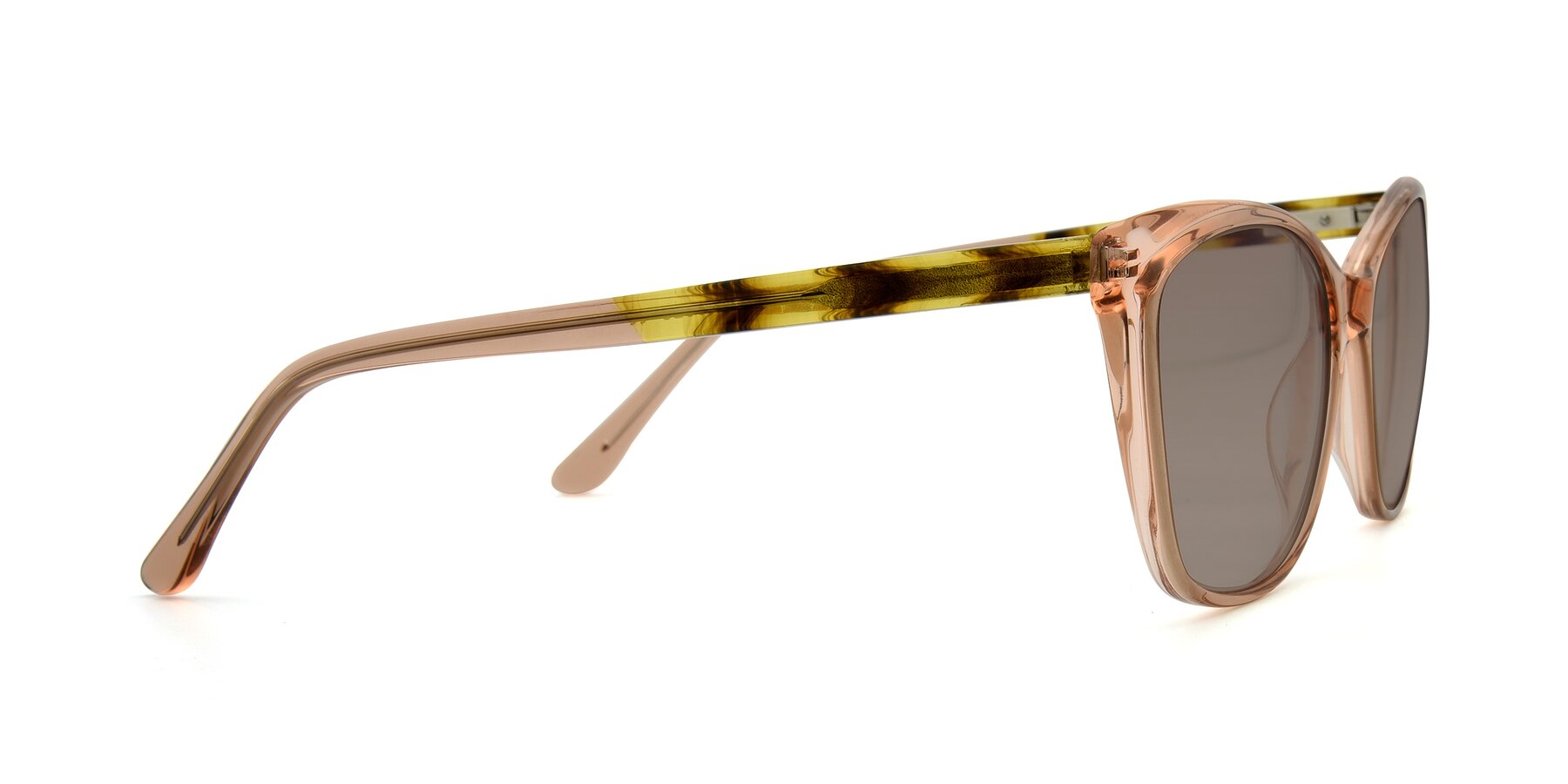 Side of 17384 in Transparent Caramel with Medium Brown Tinted Lenses
