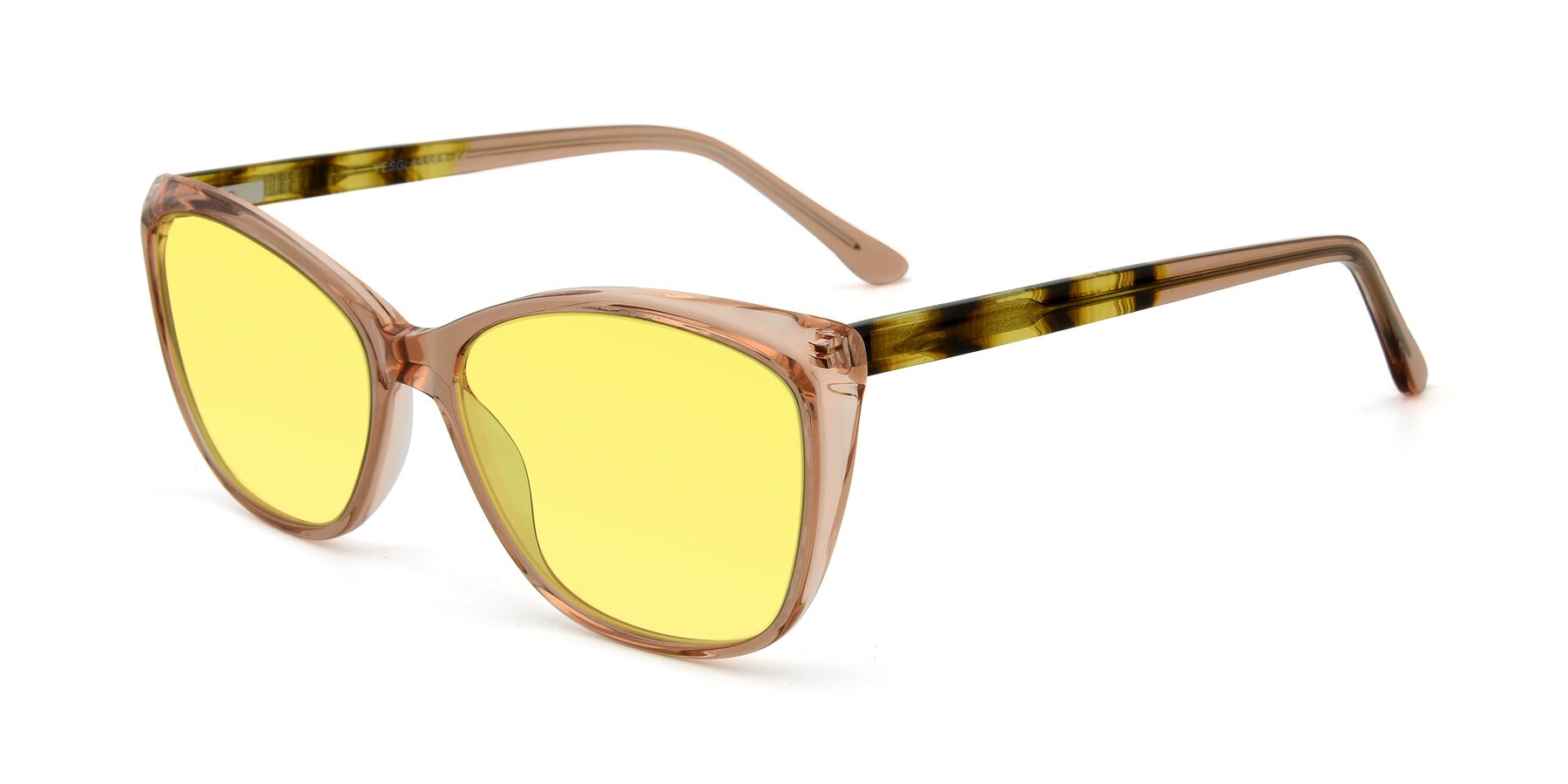 Angle of 17384 in Transparent Caramel with Medium Yellow Tinted Lenses