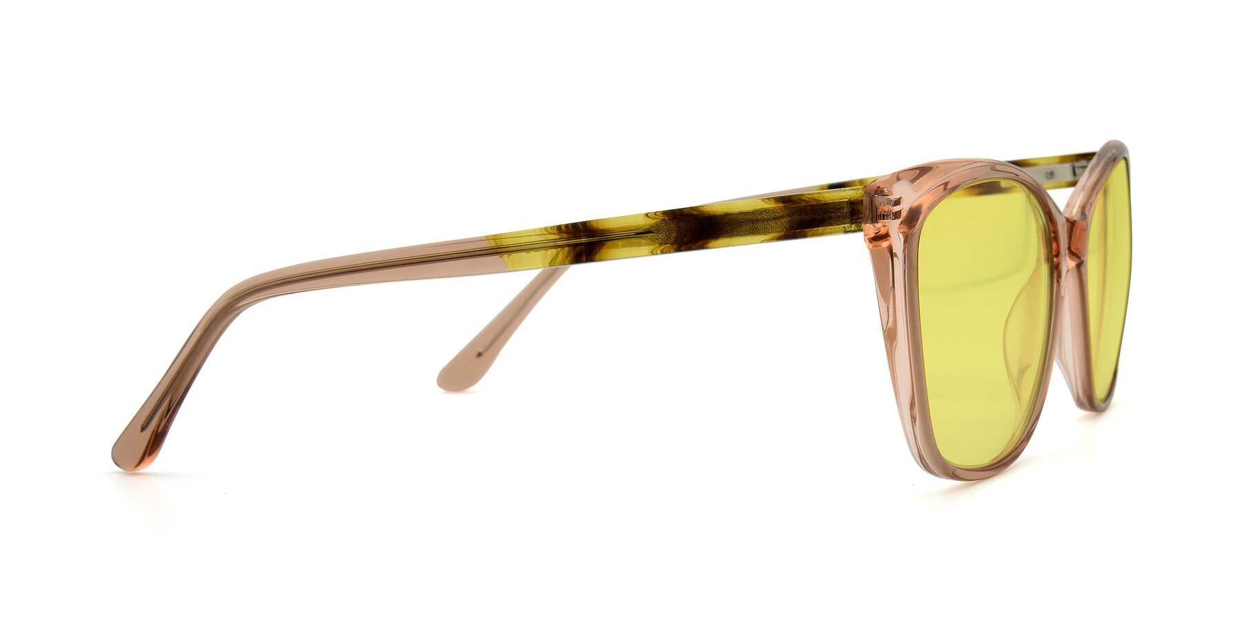 Side of 17384 in Transparent Caramel with Medium Yellow Tinted Lenses