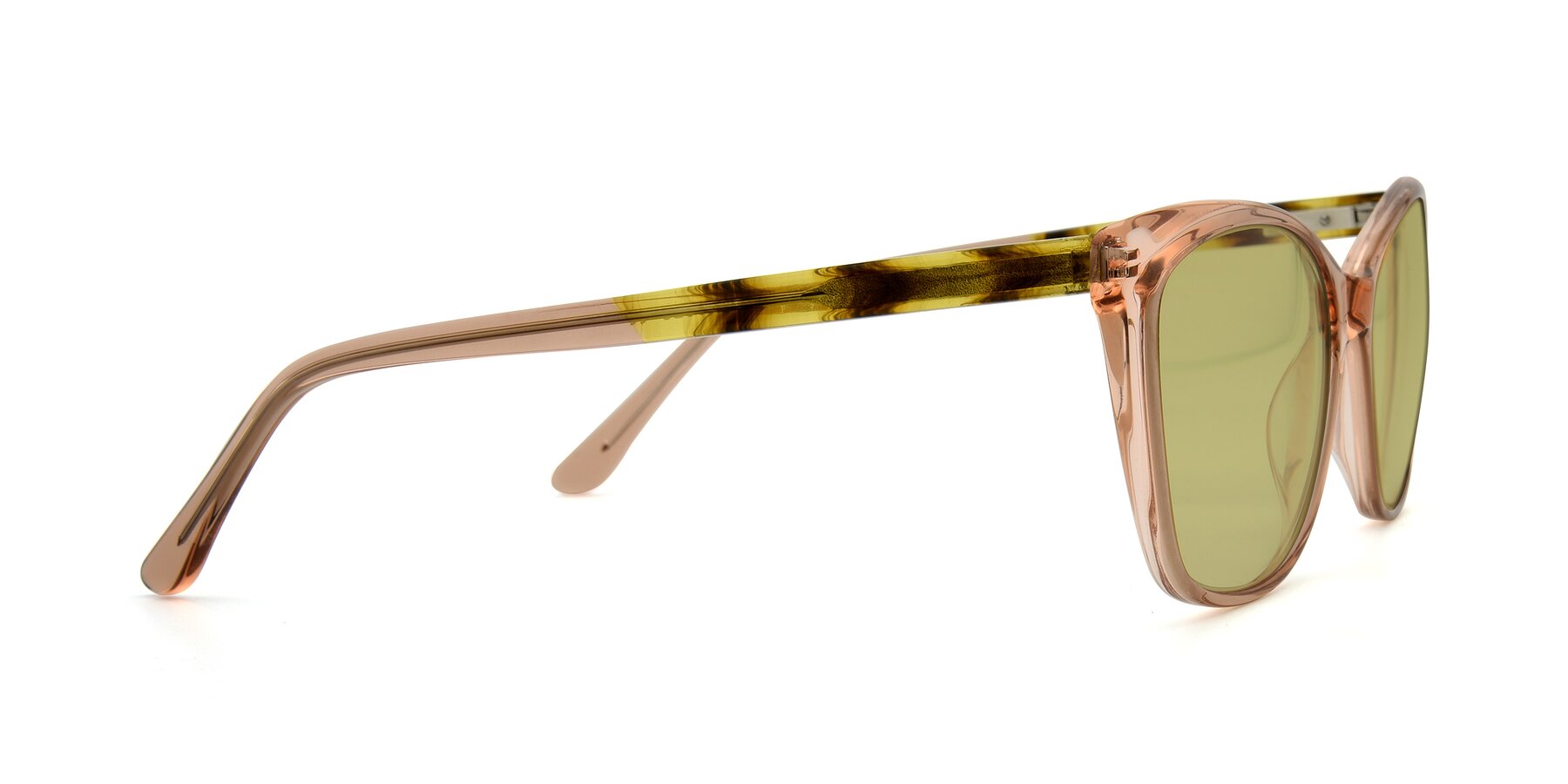 Side of 17384 in Transparent Caramel with Medium Champagne Tinted Lenses