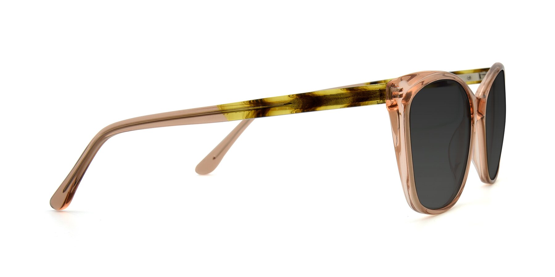Side of 17384 in Transparent Caramel with Gray Tinted Lenses