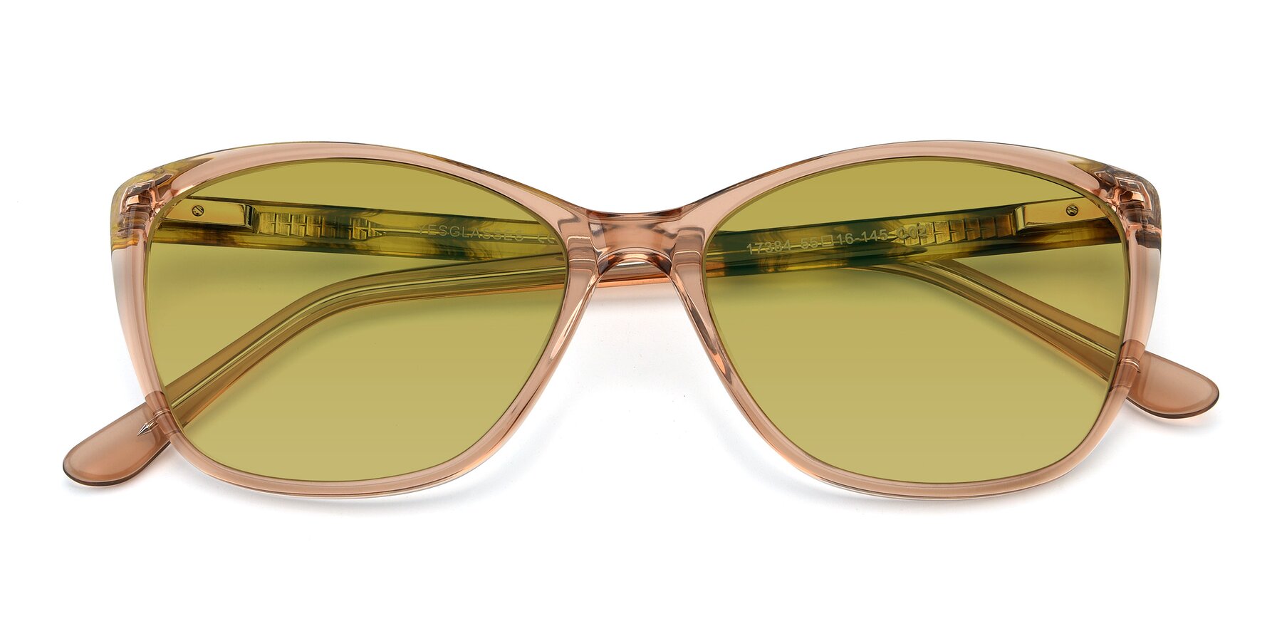 Folded Front of 17384 in Transparent Caramel with Champagne Tinted Lenses