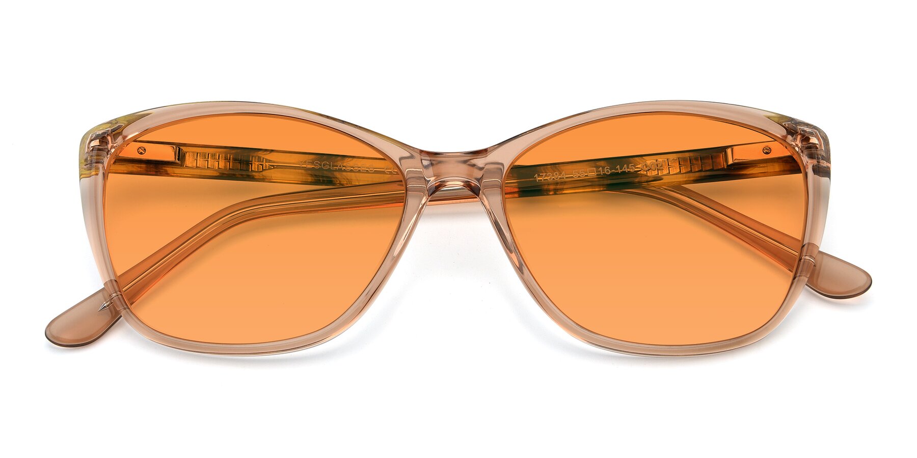 Folded Front of 17384 in Transparent Caramel with Orange Tinted Lenses