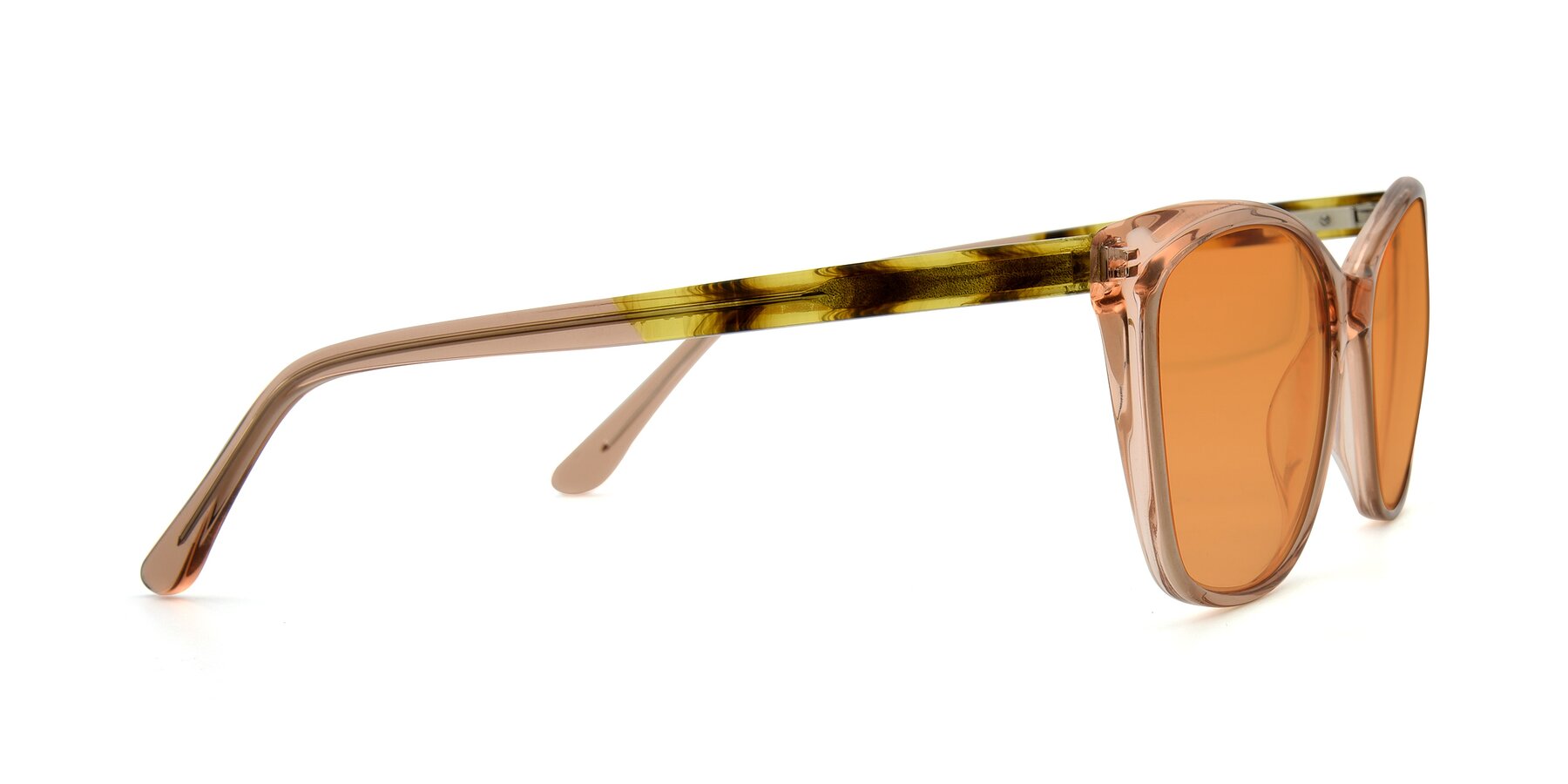 Side of 17384 in Transparent Caramel with Orange Tinted Lenses