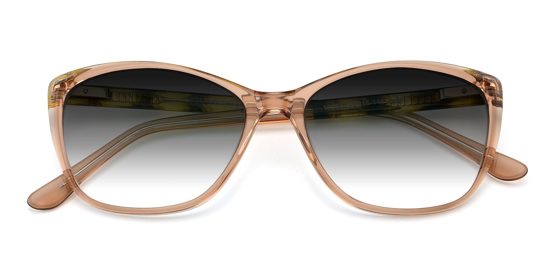 Folded Front of 17384 in Transparent Caramel with Gray Gradient Lenses