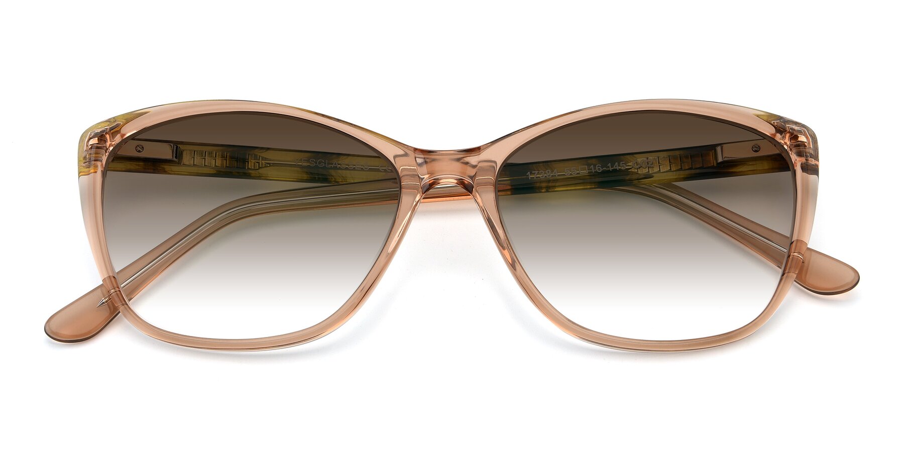 Folded Front of 17384 in Transparent Caramel with Brown Gradient Lenses