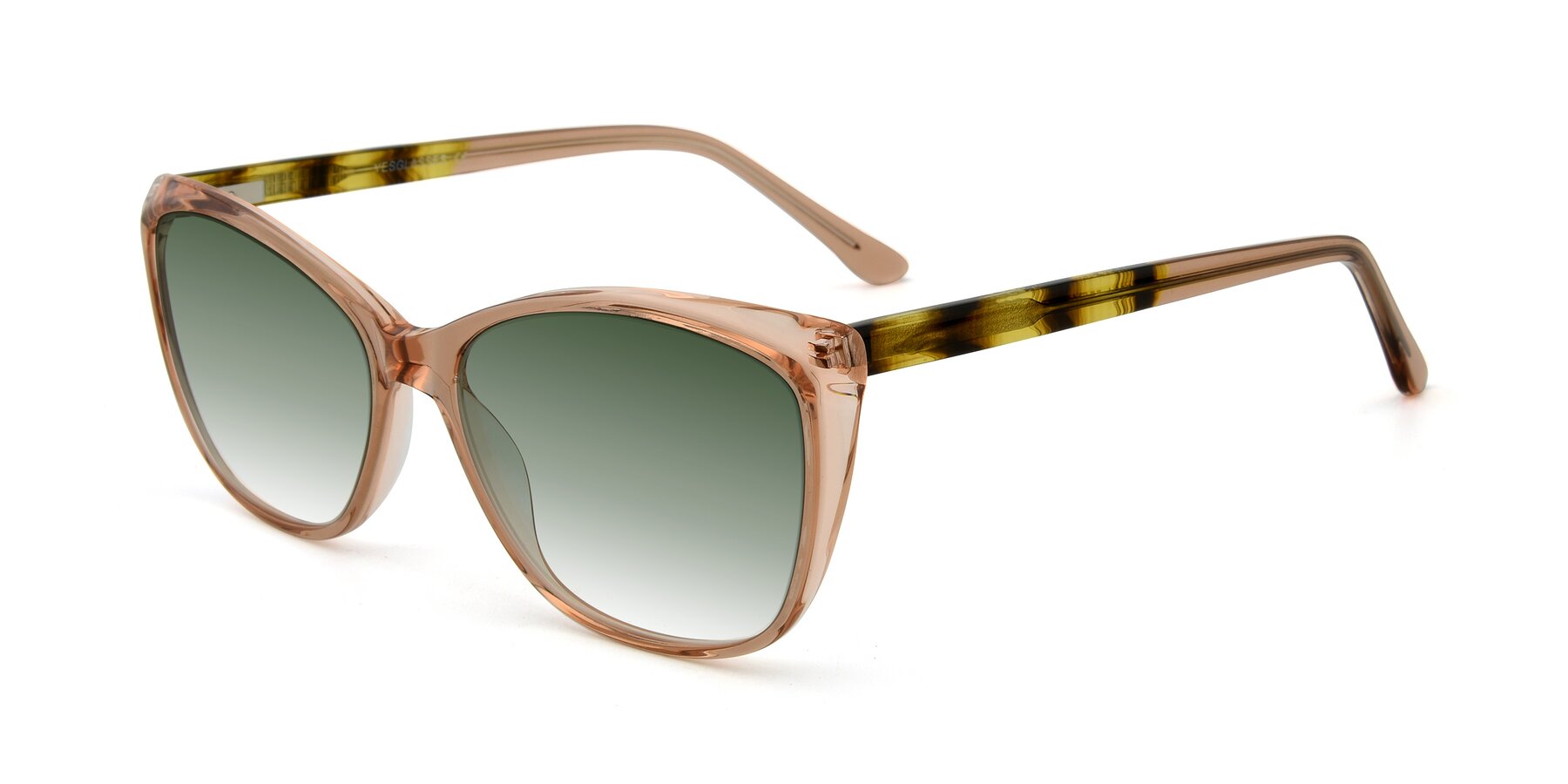 Angle of 17384 in Transparent Caramel with Green Gradient Lenses