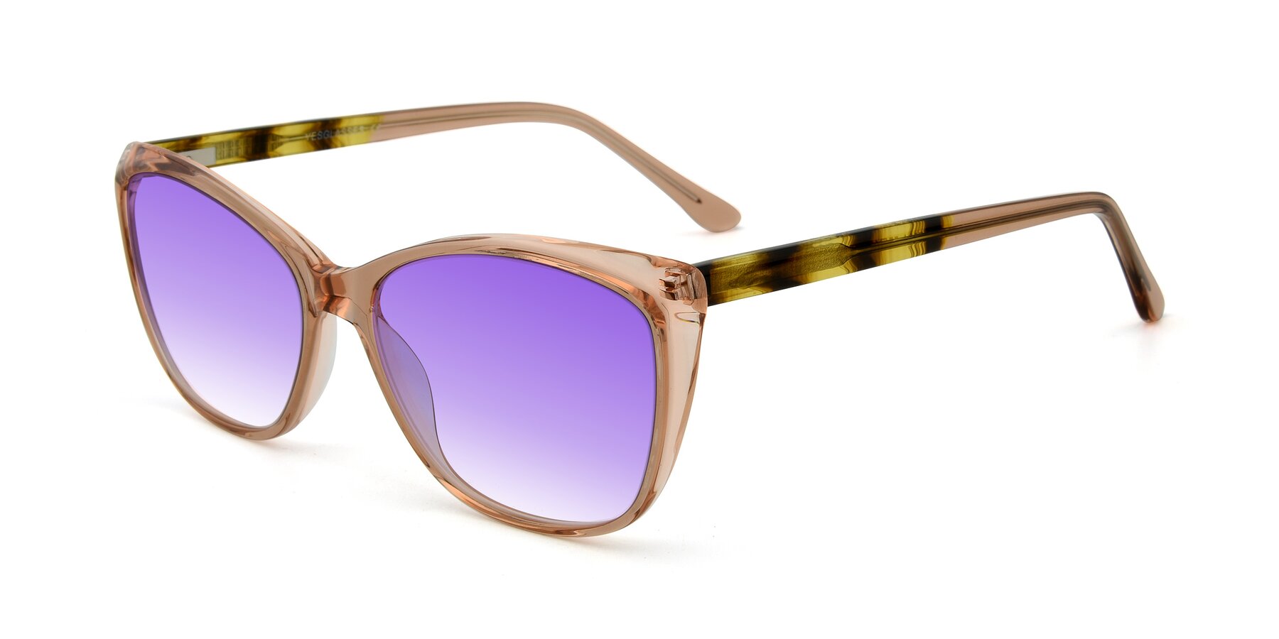 Angle of 17384 in Transparent Caramel with Purple Gradient Lenses