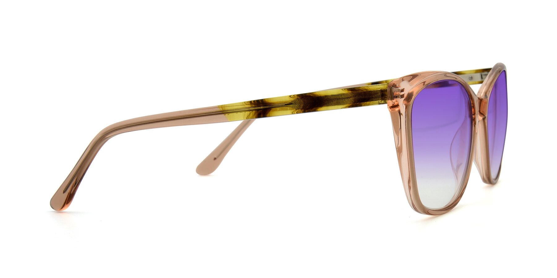 Side of 17384 in Transparent Caramel with Purple Gradient Lenses