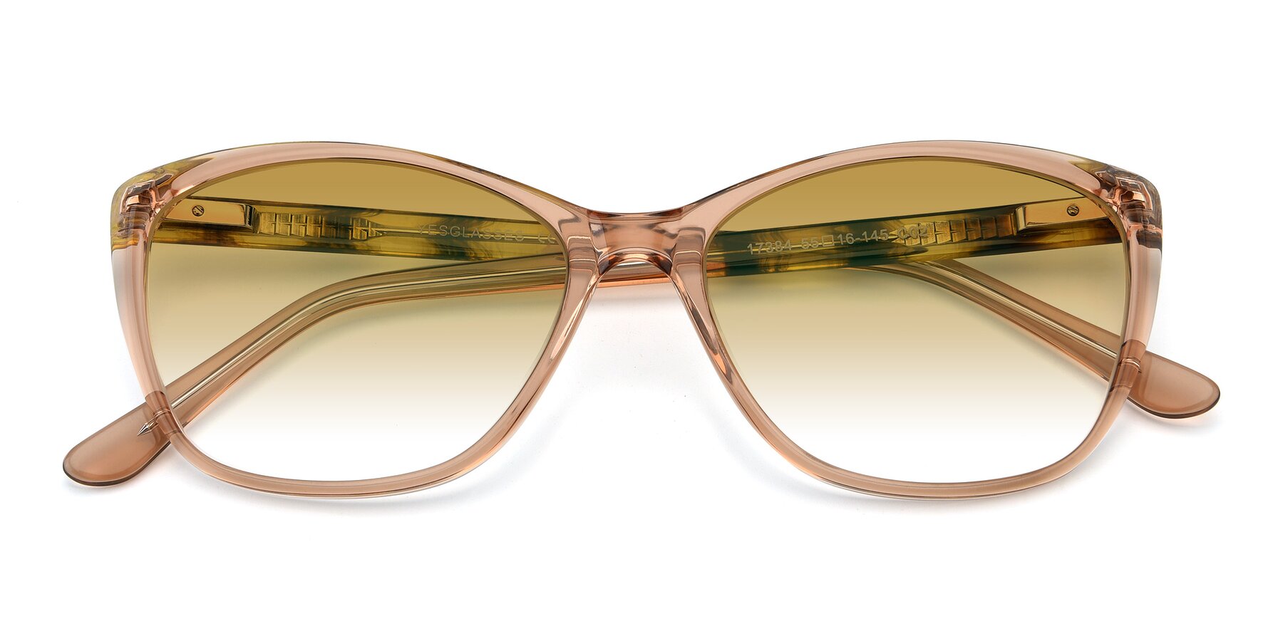 Folded Front of 17384 in Transparent Caramel with Champagne Gradient Lenses