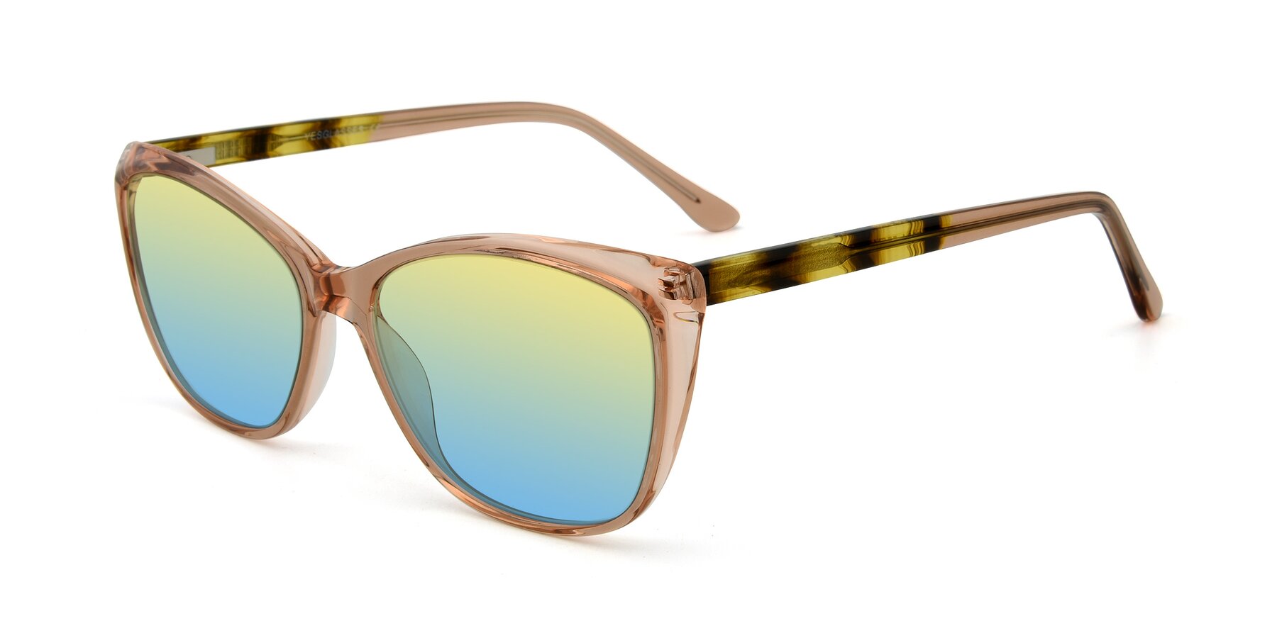 Angle of 17384 in Transparent Caramel with Yellow / Blue Gradient Lenses