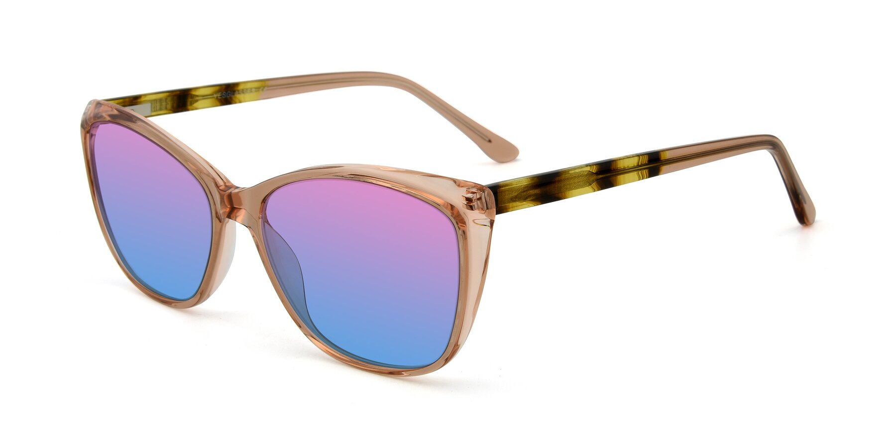 Angle of 17384 in Transparent Caramel with Pink / Blue Gradient Lenses