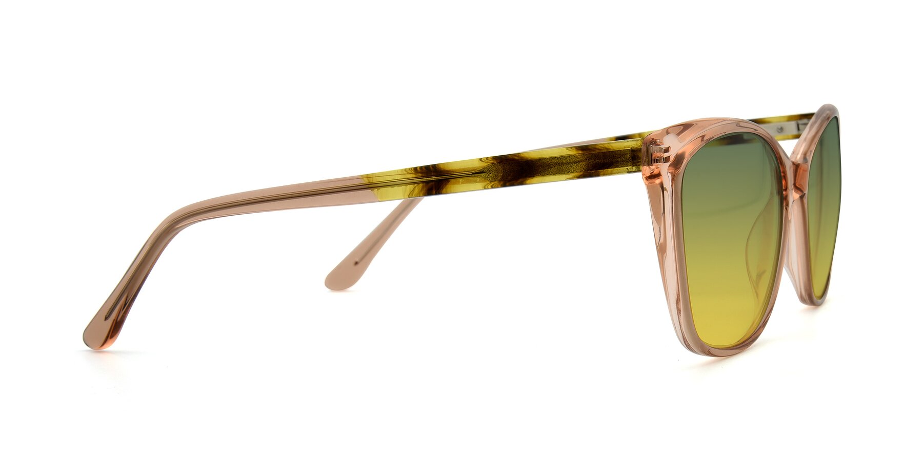 Side of 17384 in Transparent Caramel with Green / Yellow Gradient Lenses