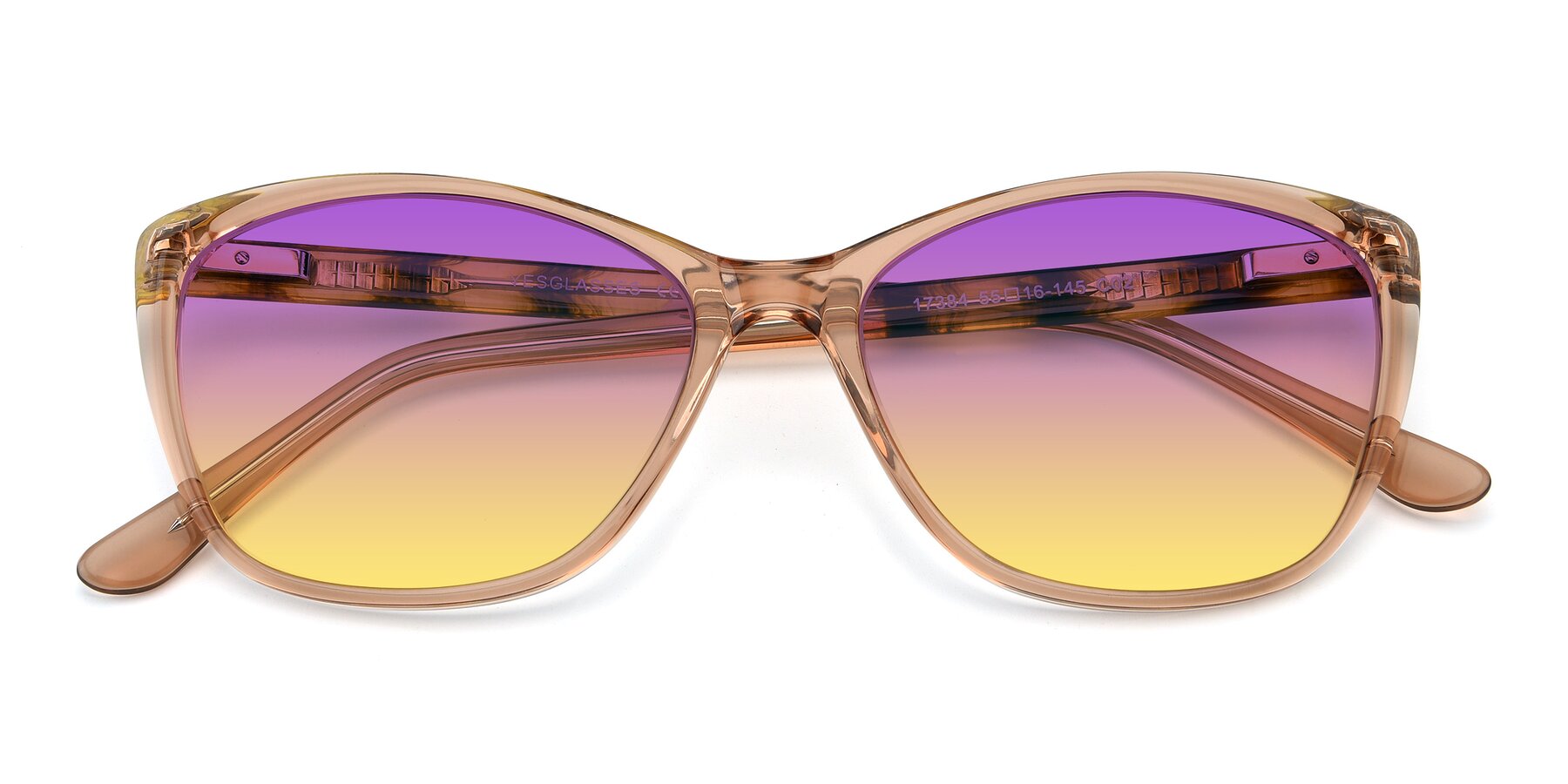 Folded Front of 17384 in Transparent Caramel with Purple / Yellow Gradient Lenses