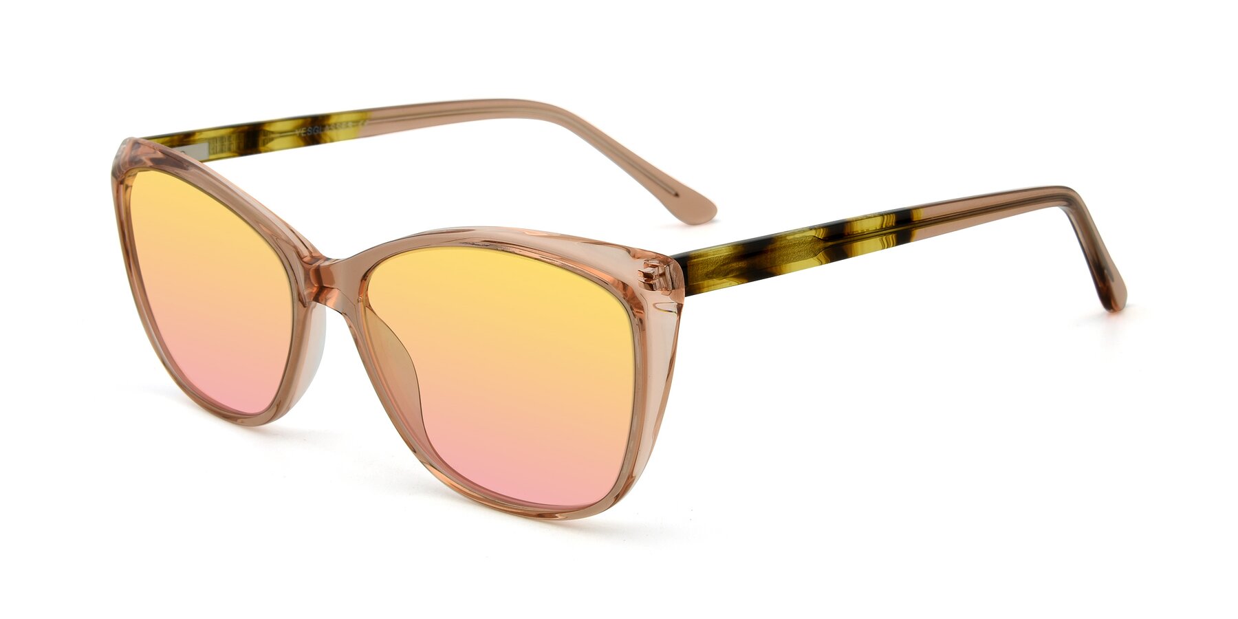 Angle of 17384 in Transparent Caramel with Yellow / Pink Gradient Lenses