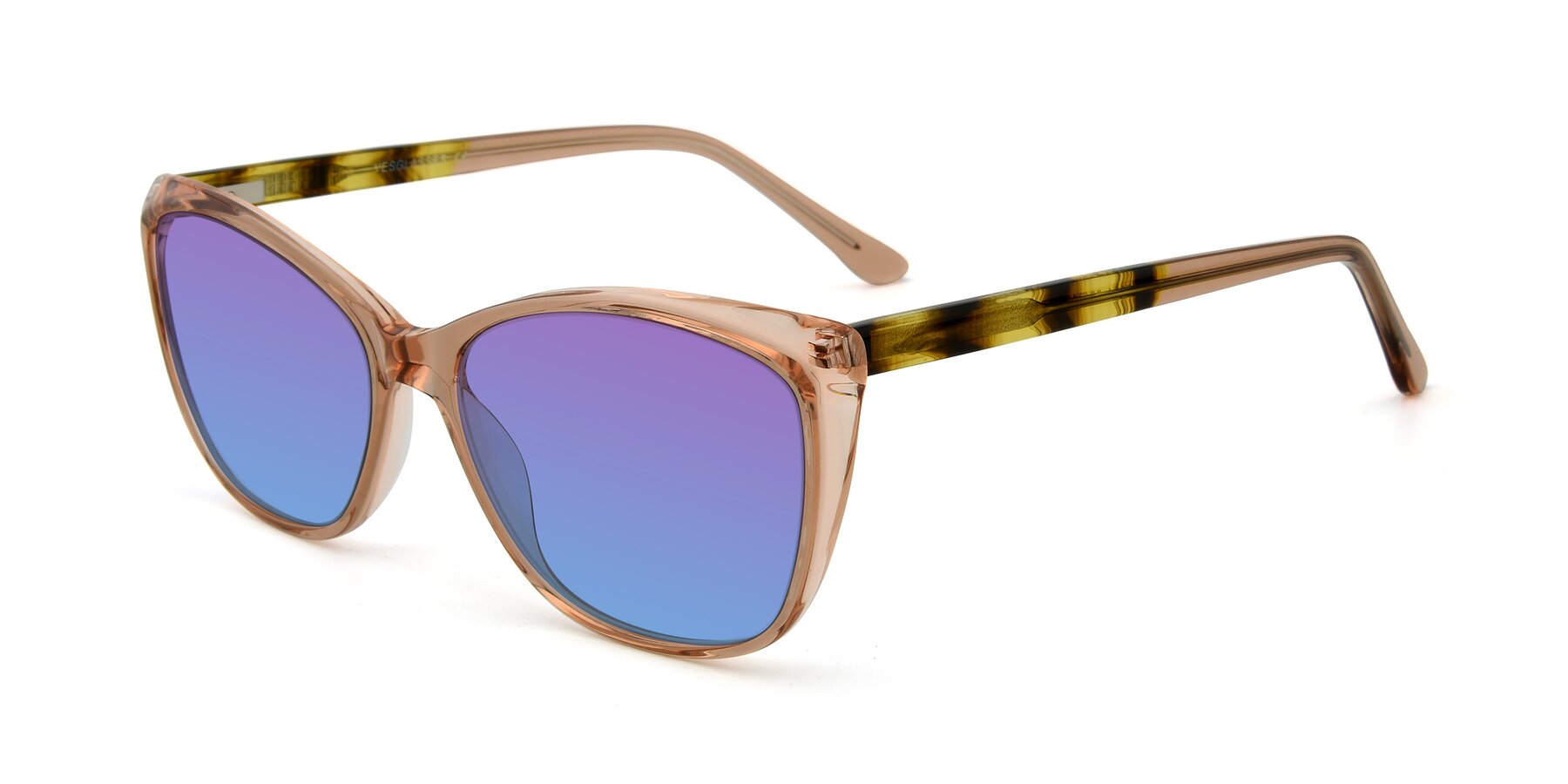 Angle of 17384 in Transparent Caramel with Purple / Blue Gradient Lenses