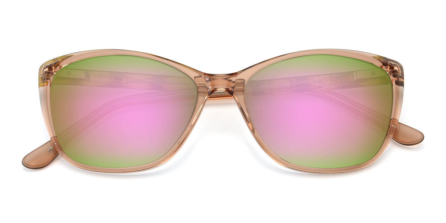 Folded Front of 17384 in Transparent Caramel with Pink Mirrored Lenses