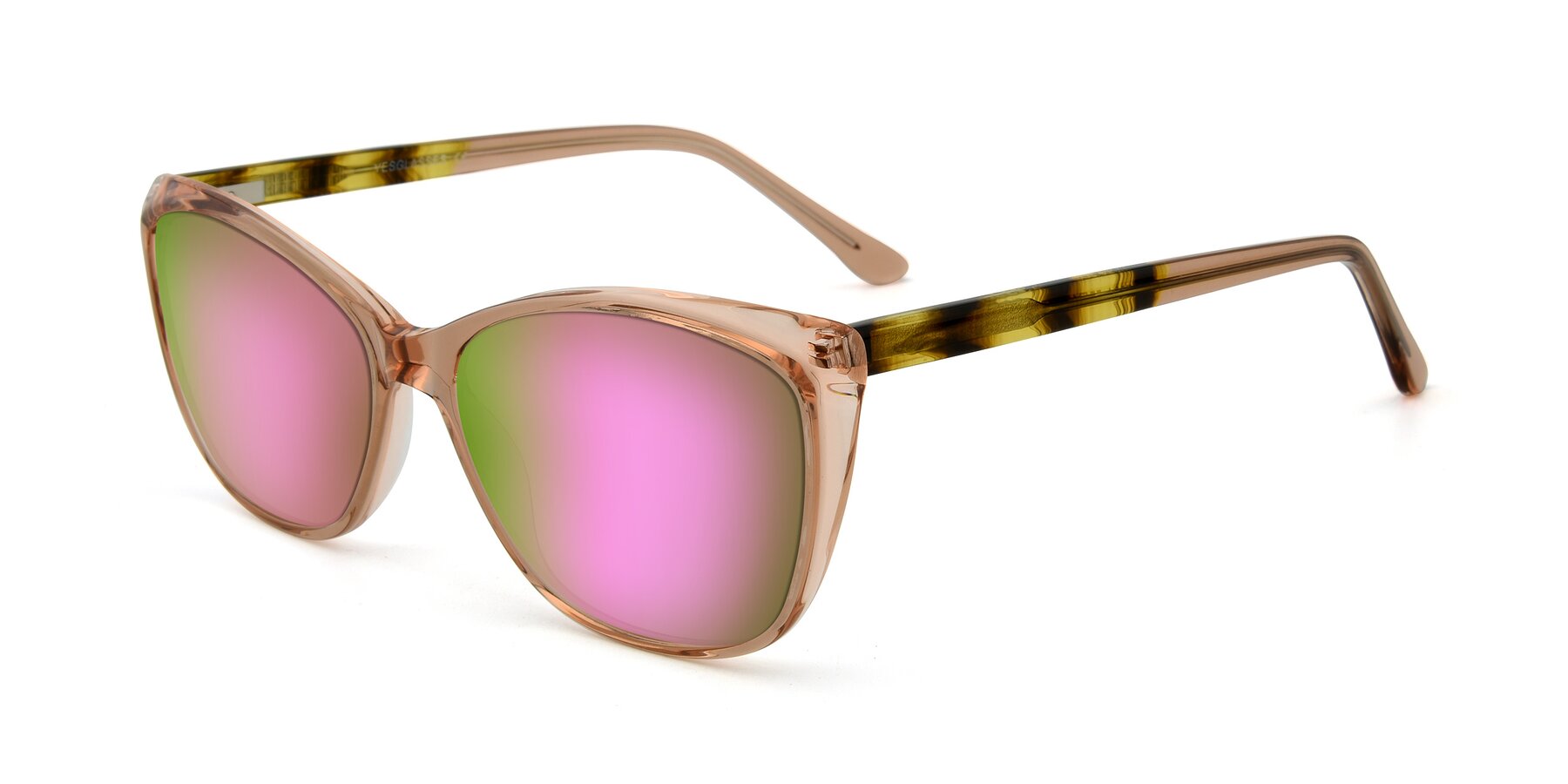 Angle of 17384 in Transparent Caramel with Pink Mirrored Lenses