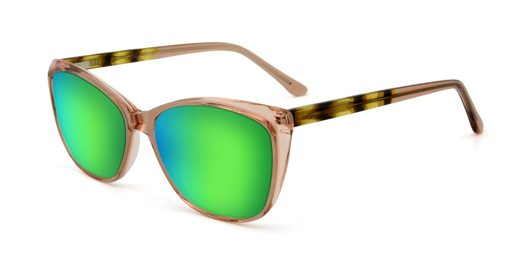 Angle of 17384 in Transparent Caramel with Green Mirrored Lenses