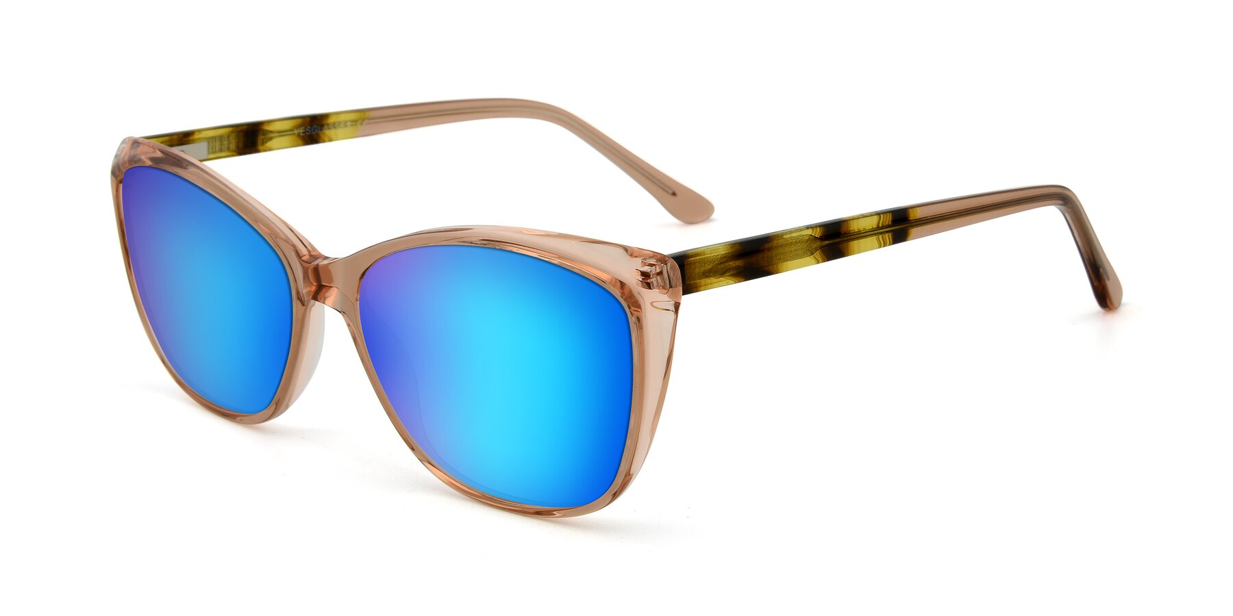 Angle of 17384 in Transparent Caramel with Blue Mirrored Lenses