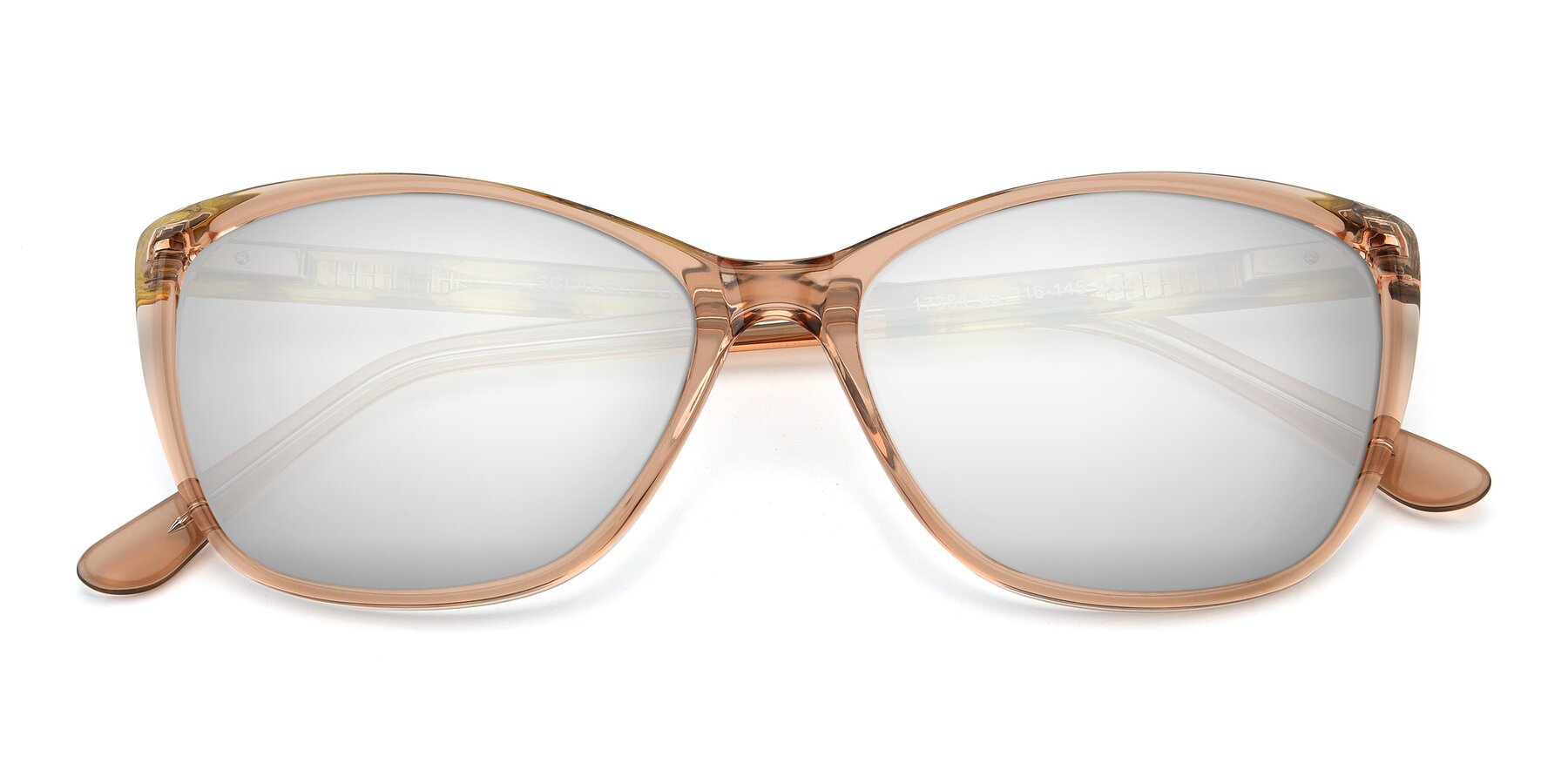 Folded Front of 17384 in Transparent Caramel with Silver Mirrored Lenses