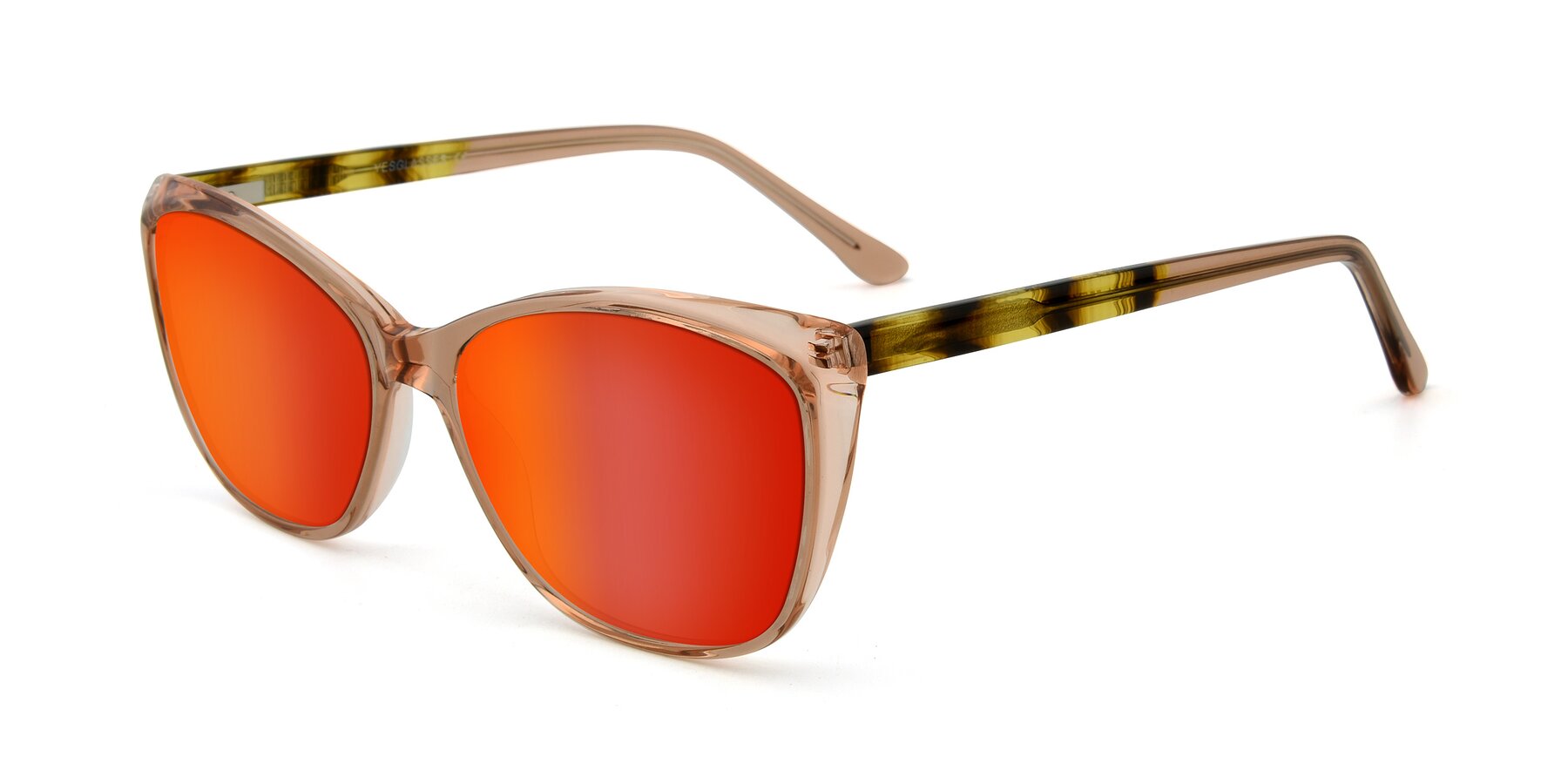 Angle of 17384 in Transparent Caramel with Red Gold Mirrored Lenses