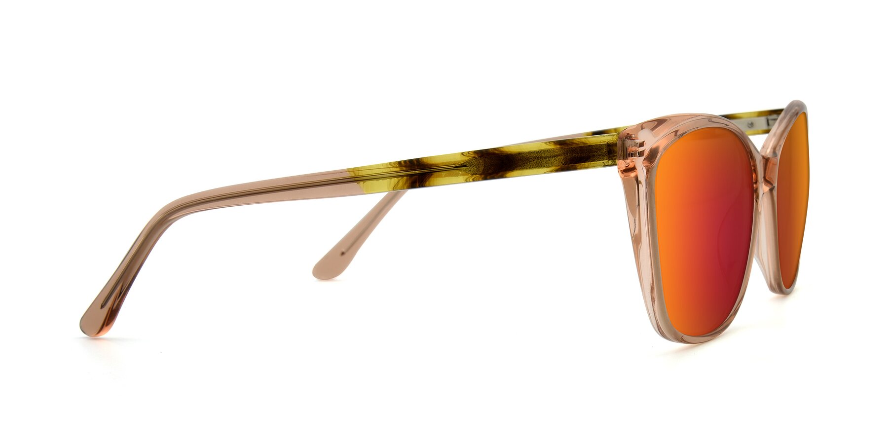 Side of 17384 in Transparent Caramel with Red Gold Mirrored Lenses
