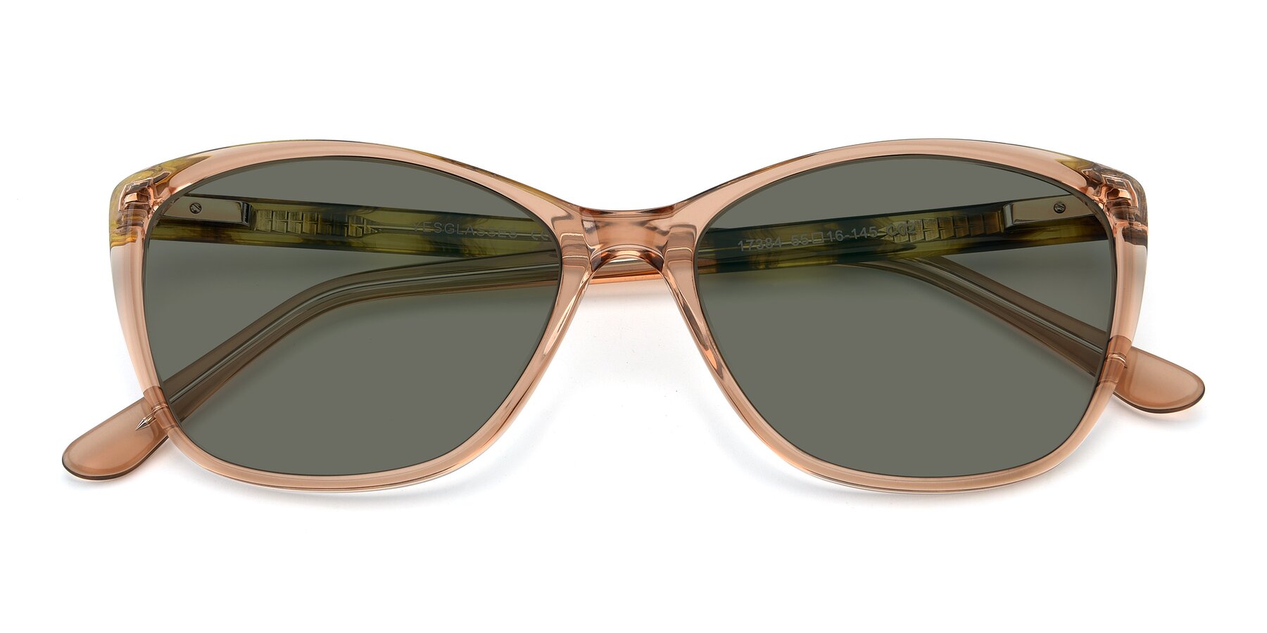 Folded Front of 17384 in Transparent Caramel with Gray Polarized Lenses