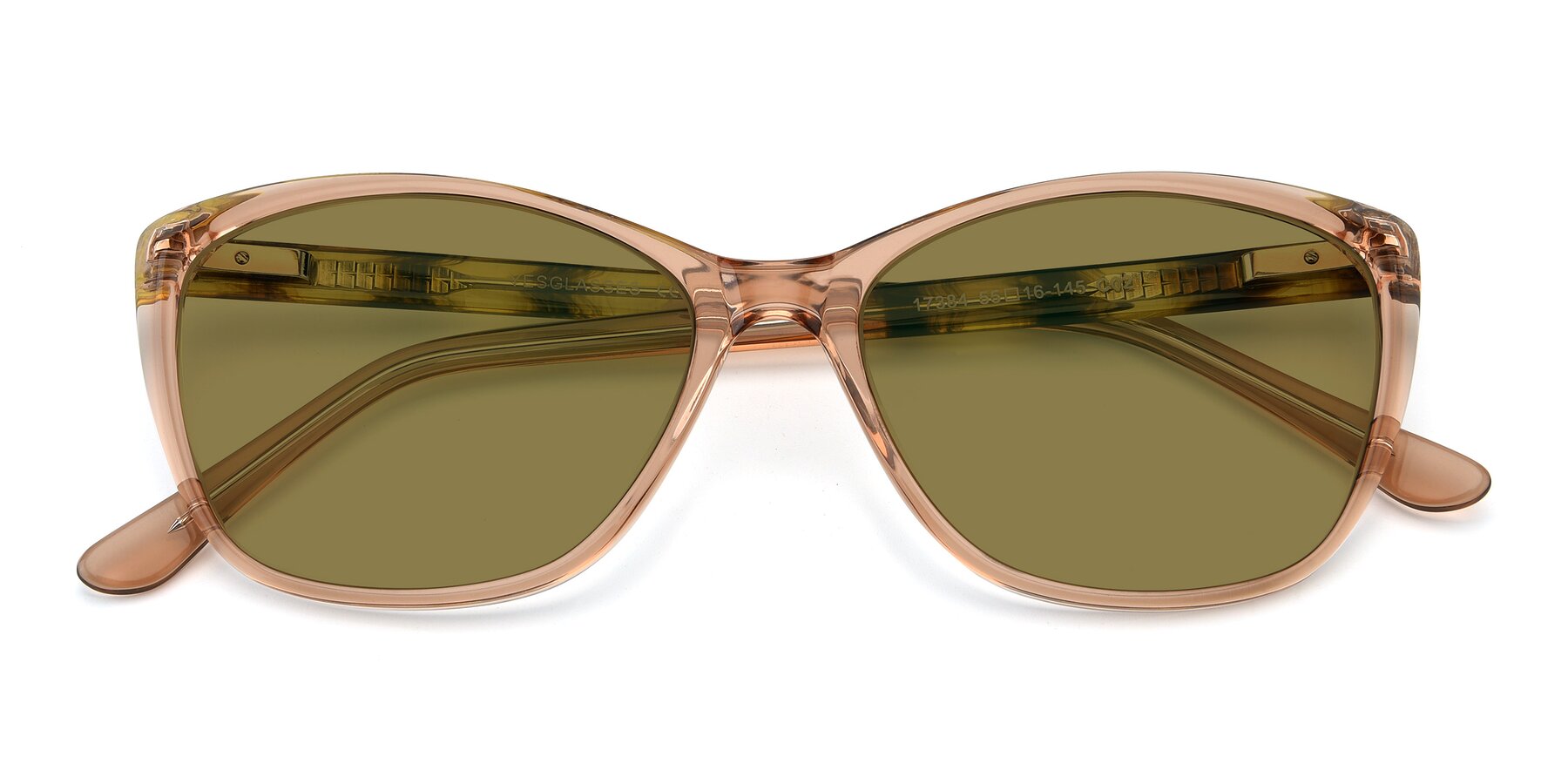 Folded Front of 17384 in Transparent Caramel with Brown Polarized Lenses