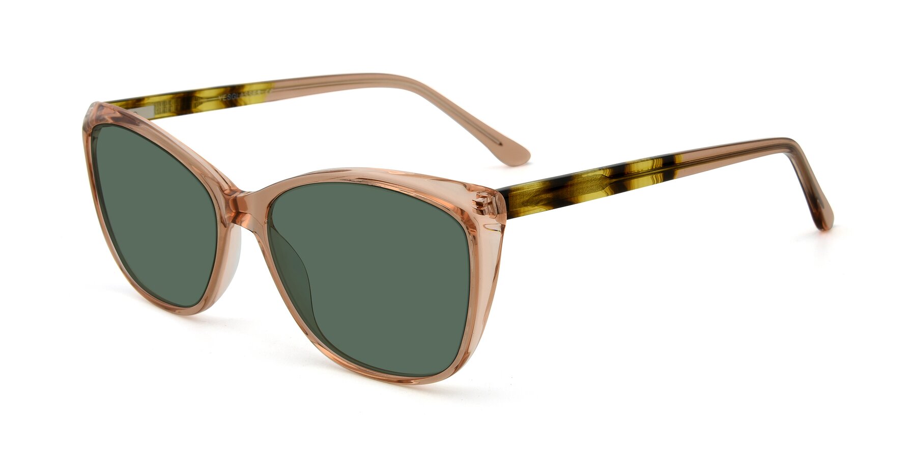 Angle of 17384 in Transparent Caramel with Green Polarized Lenses