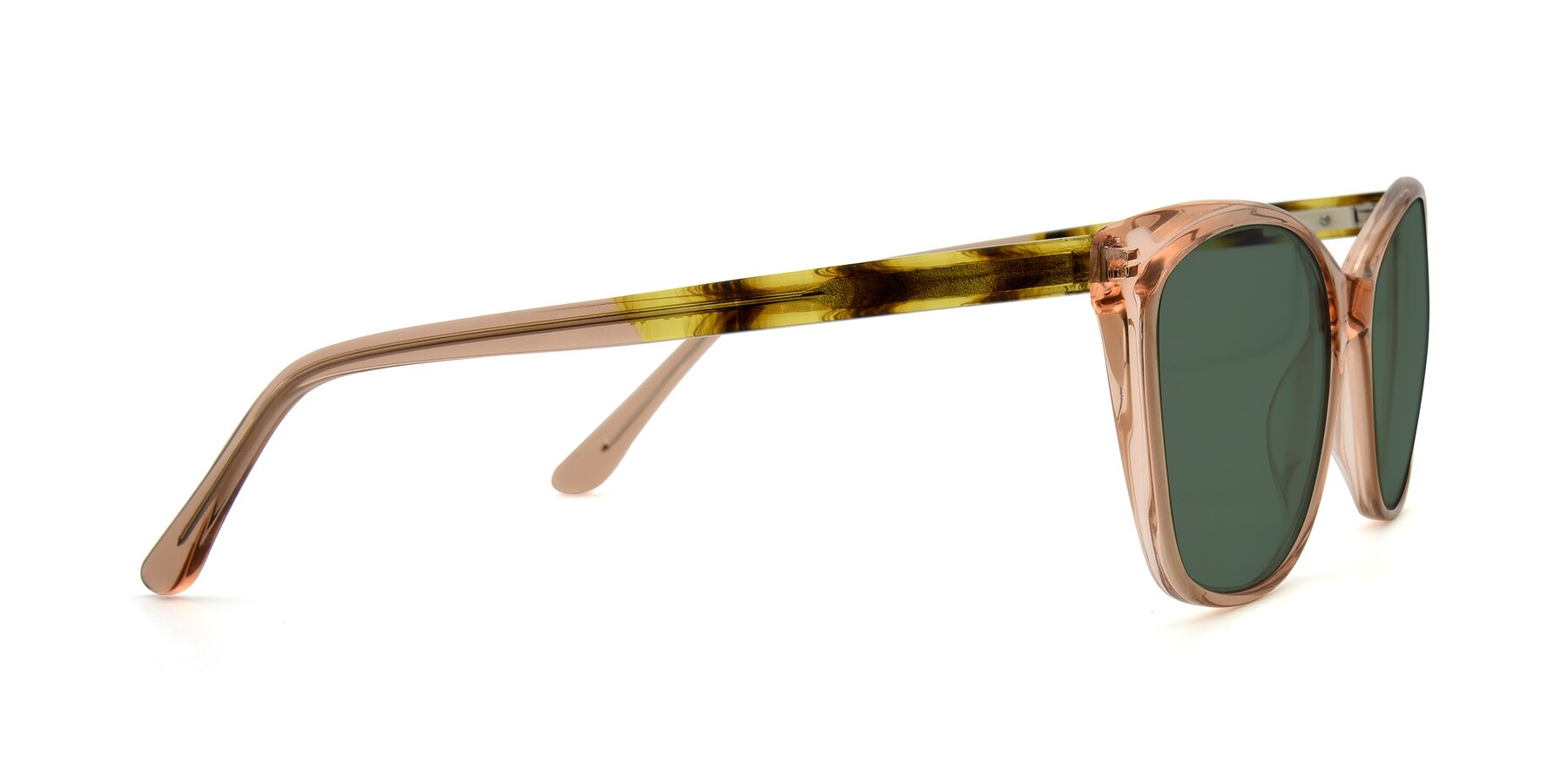 Side of 17384 in Transparent Caramel with Green Polarized Lenses