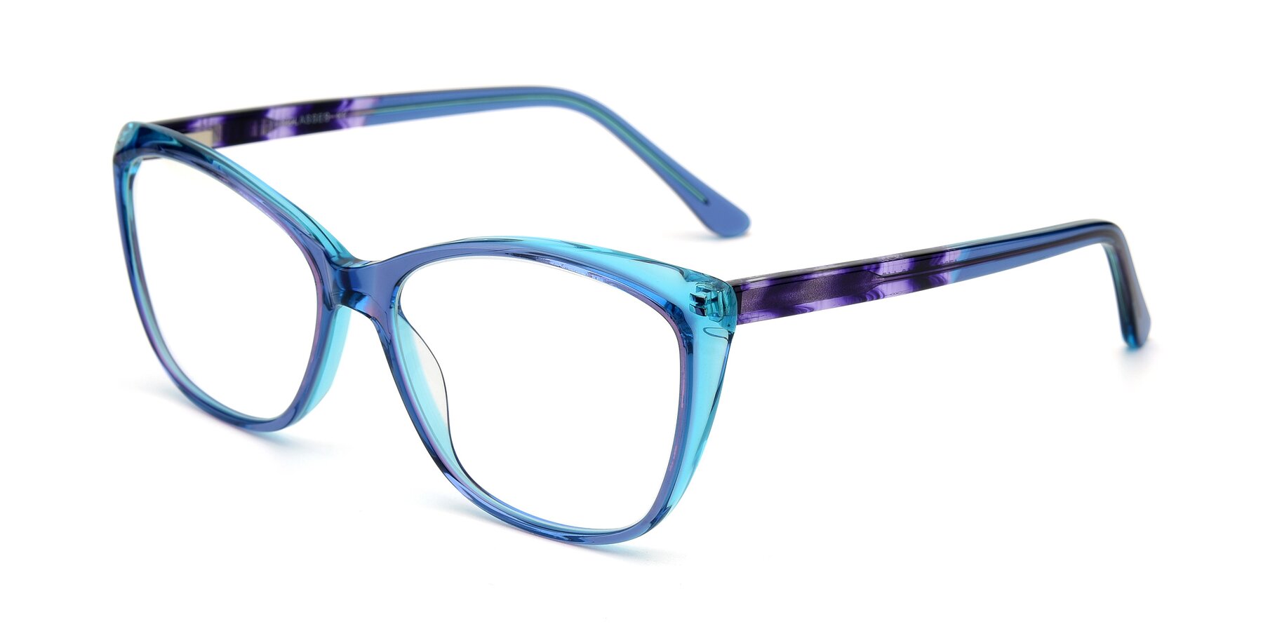 Angle of 17384 in Transparent Blue with Clear Reading Eyeglass Lenses