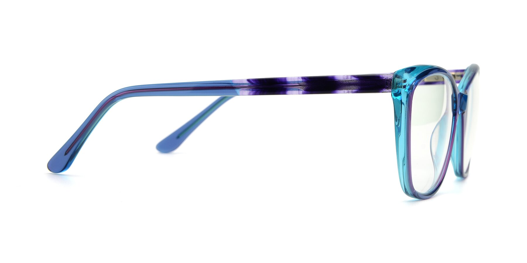 Side of 17384 in Transparent Blue with Clear Reading Eyeglass Lenses