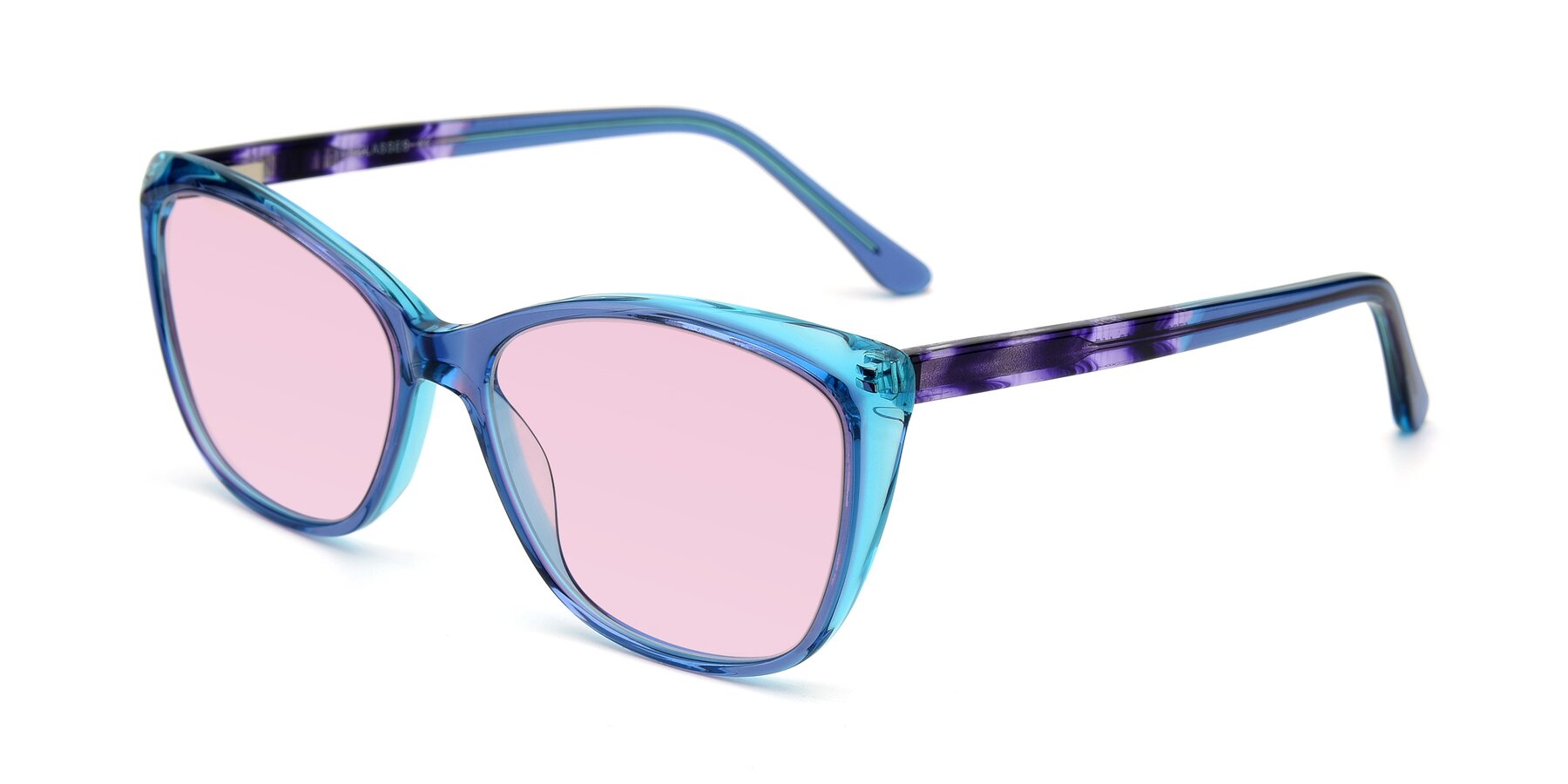 Angle of 17384 in Transparent Blue with Light Pink Tinted Lenses