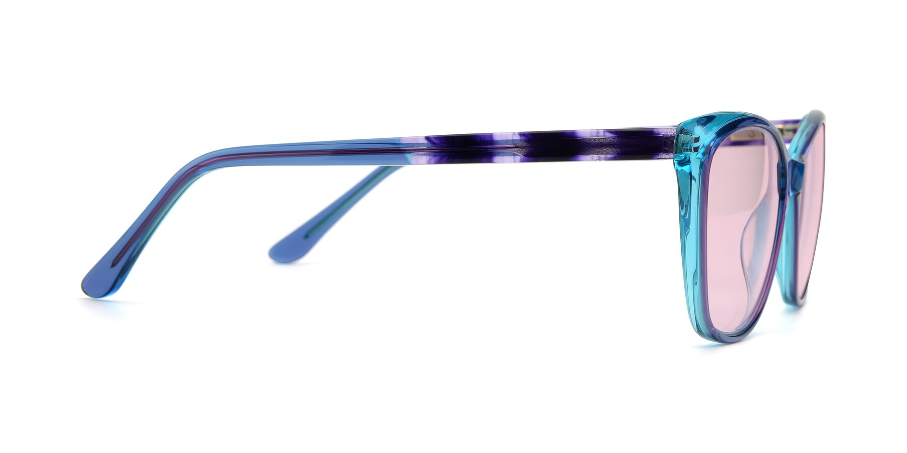 Side of 17384 in Transparent Blue with Light Pink Tinted Lenses