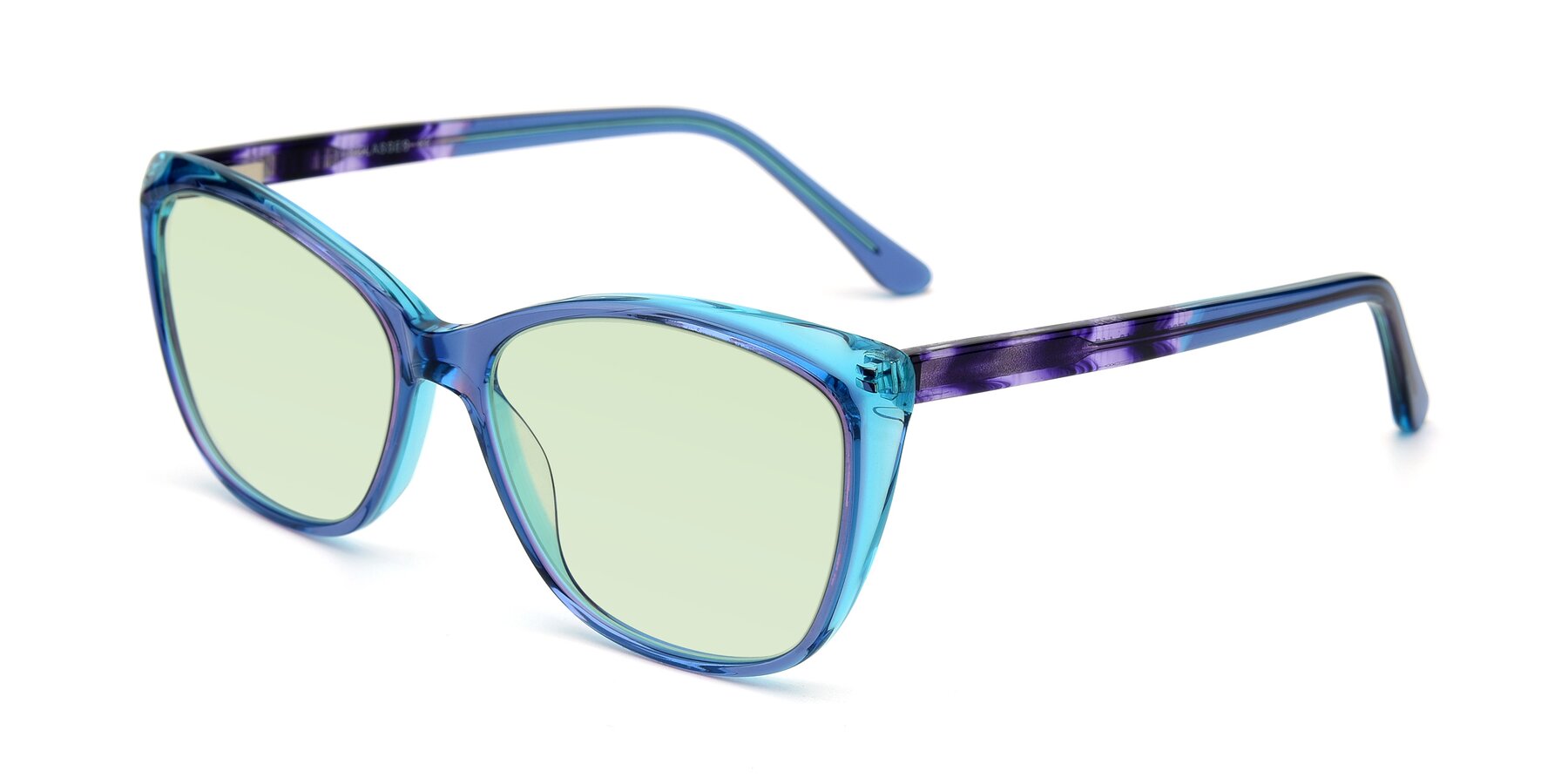 Angle of 17384 in Transparent Blue with Light Green Tinted Lenses