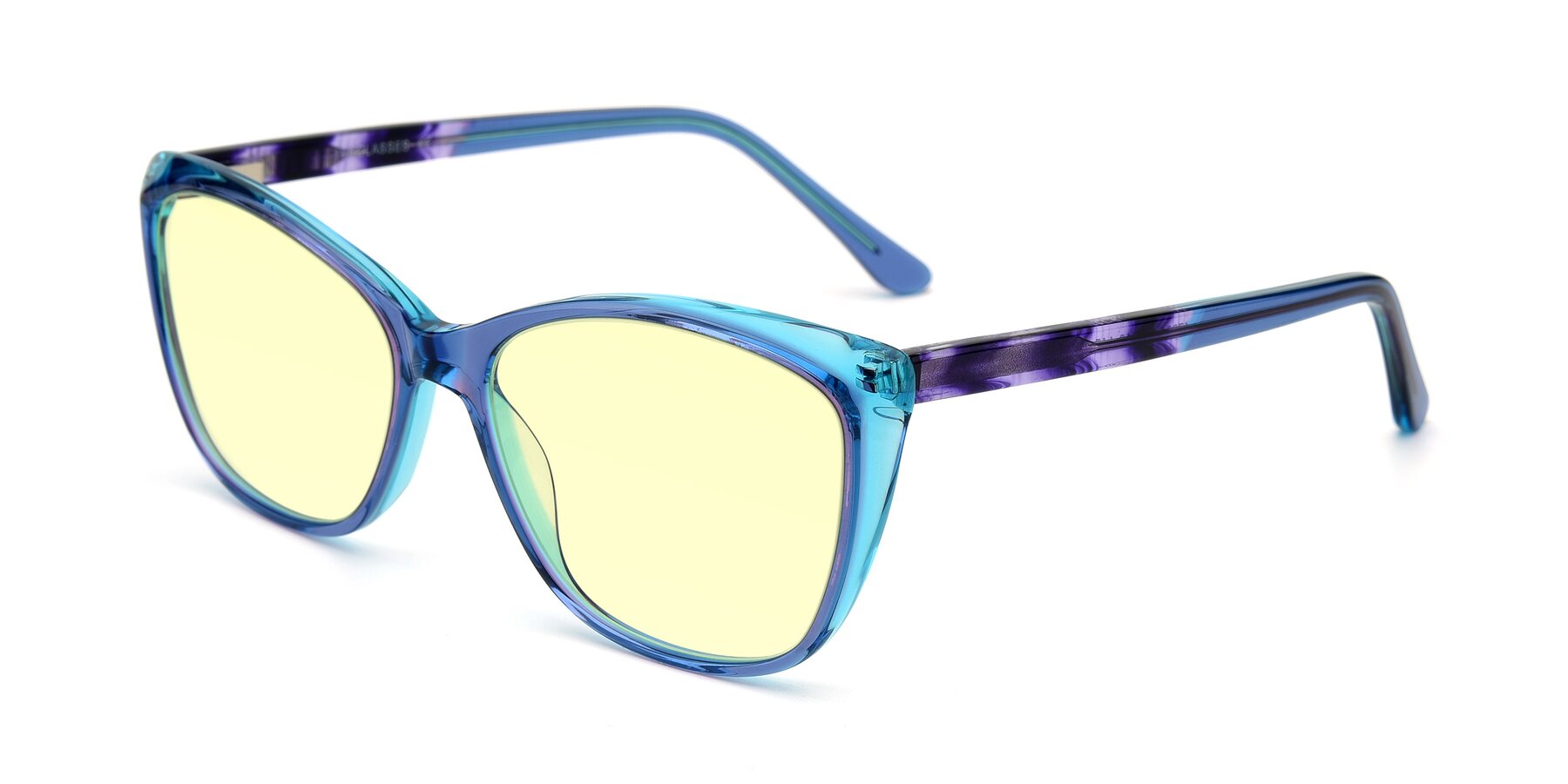 Angle of 17384 in Transparent Blue with Light Yellow Tinted Lenses