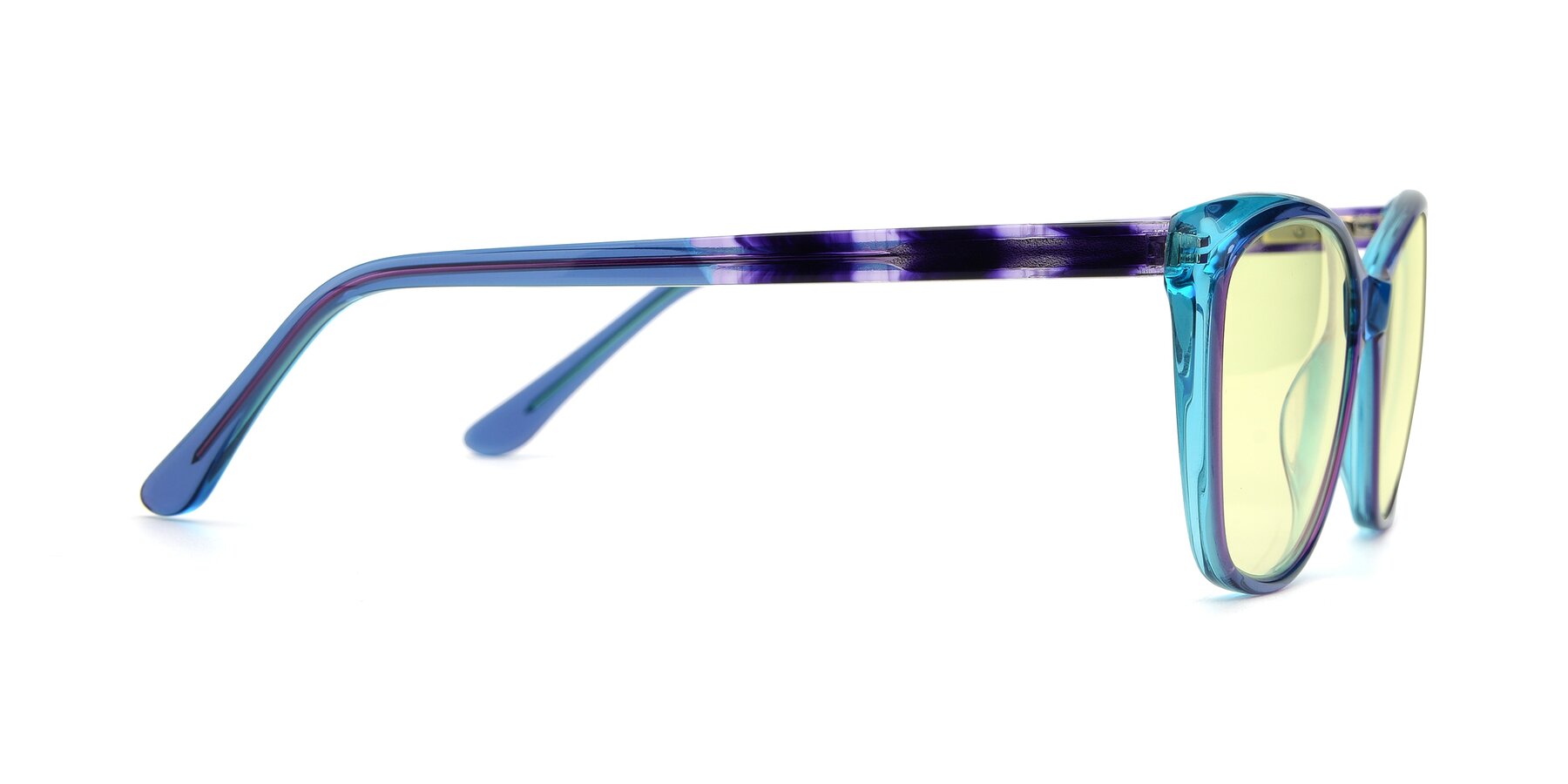 Side of 17384 in Transparent Blue with Light Yellow Tinted Lenses