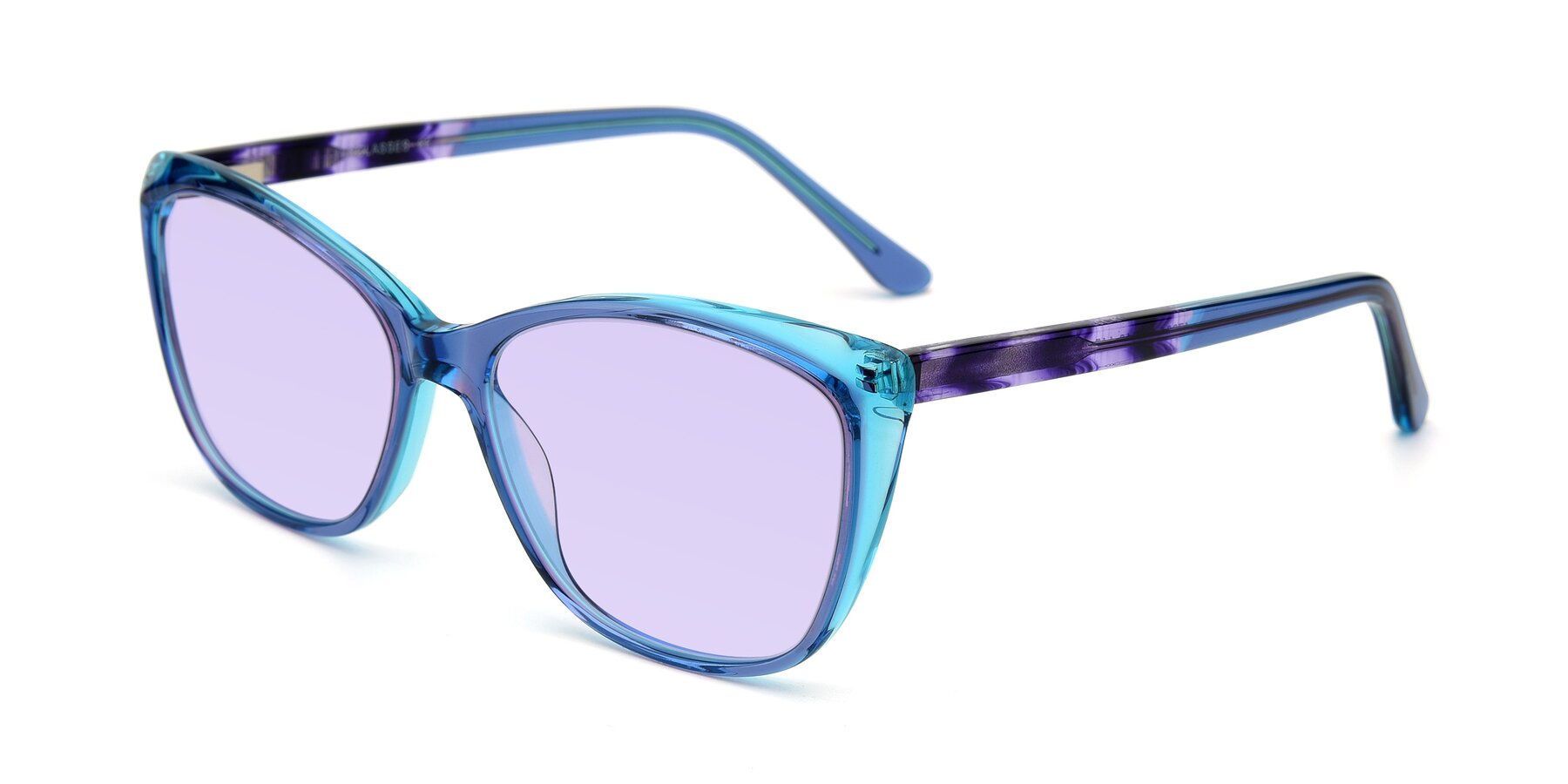 Angle of 17384 in Transparent Blue with Light Purple Tinted Lenses