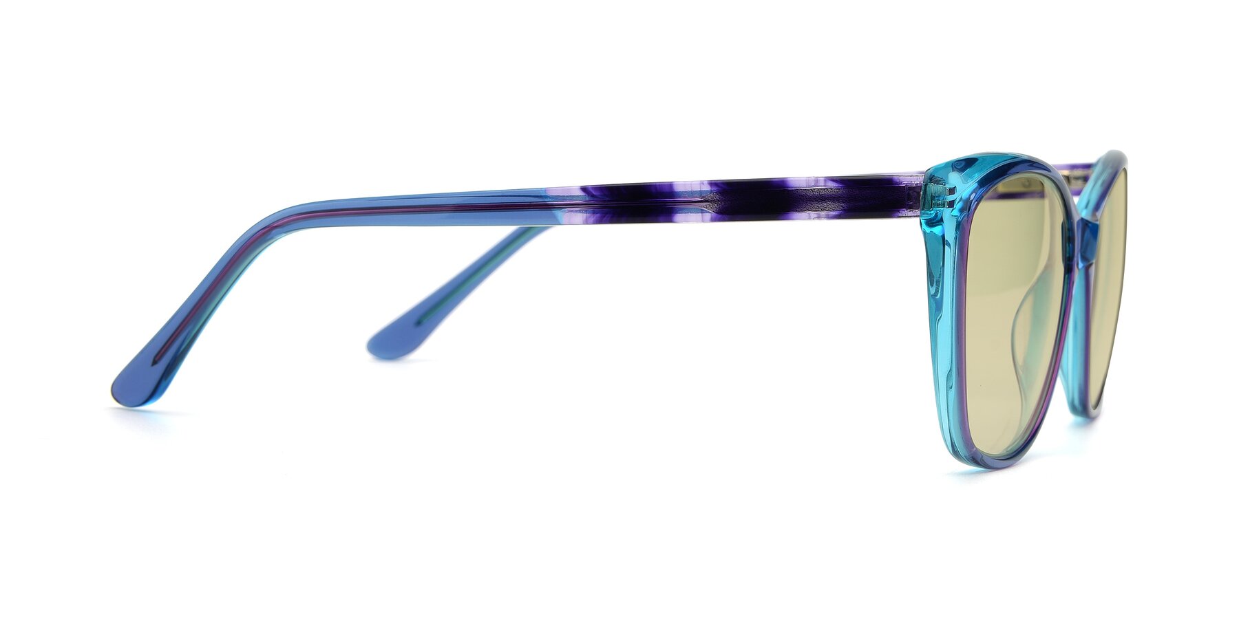 Side of 17384 in Transparent Blue with Light Champagne Tinted Lenses