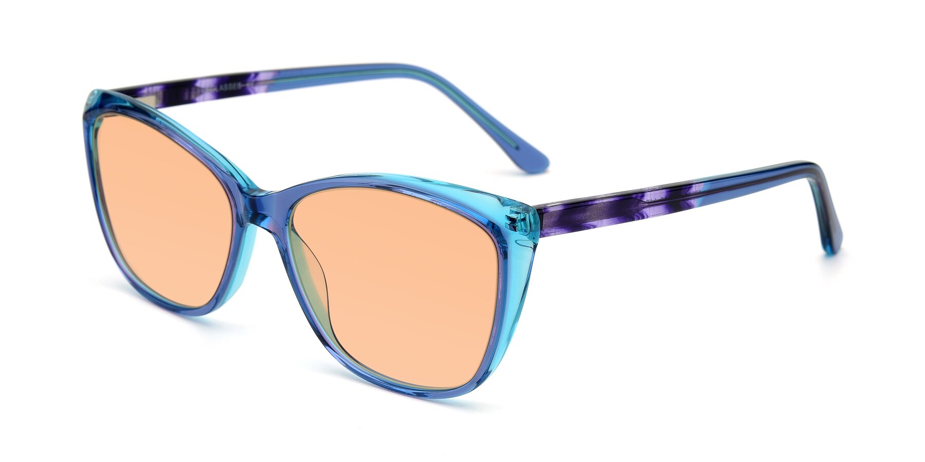 Angle of 17384 in Transparent Blue with Light Orange Tinted Lenses