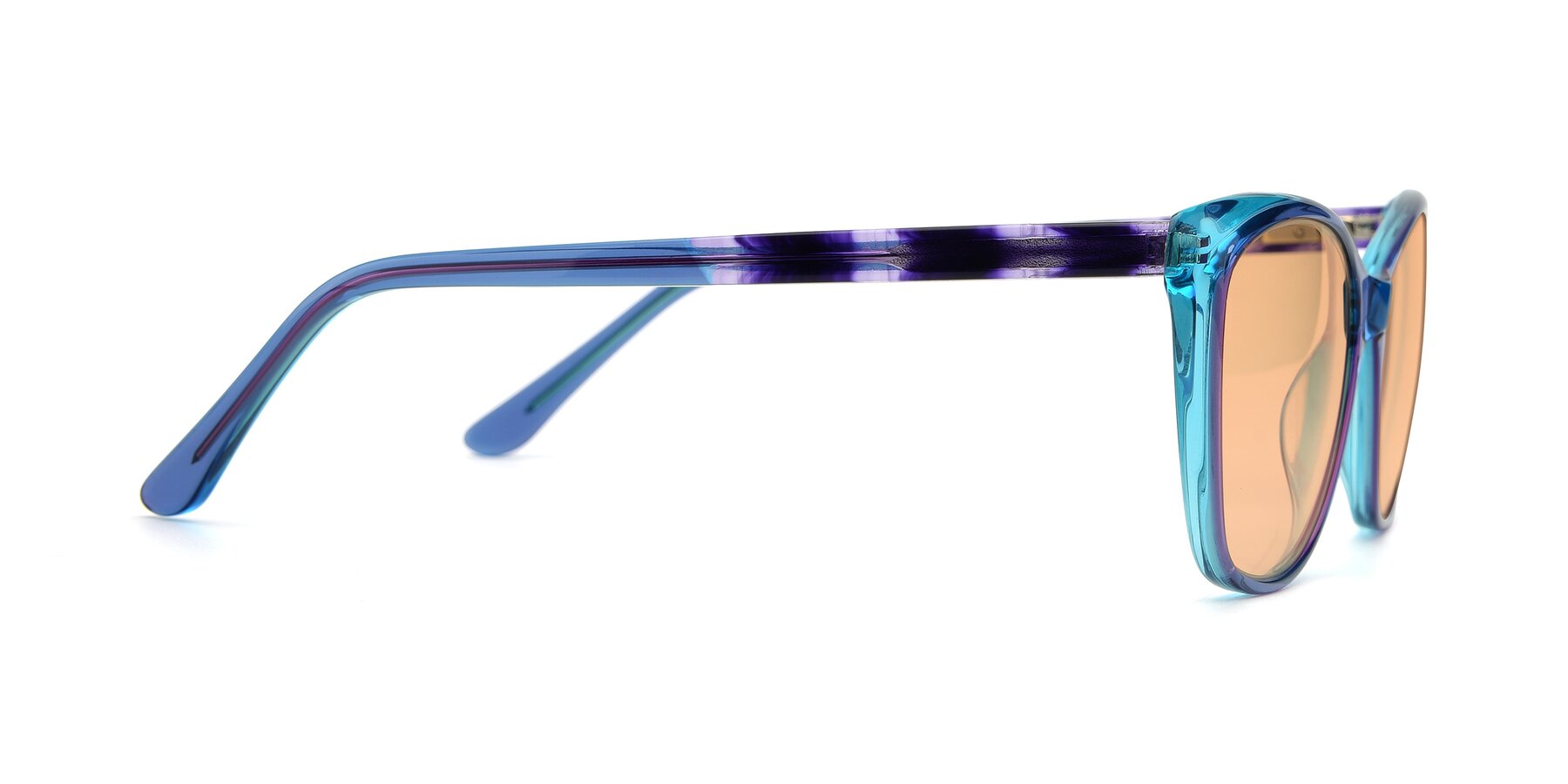 Side of 17384 in Transparent Blue with Light Orange Tinted Lenses