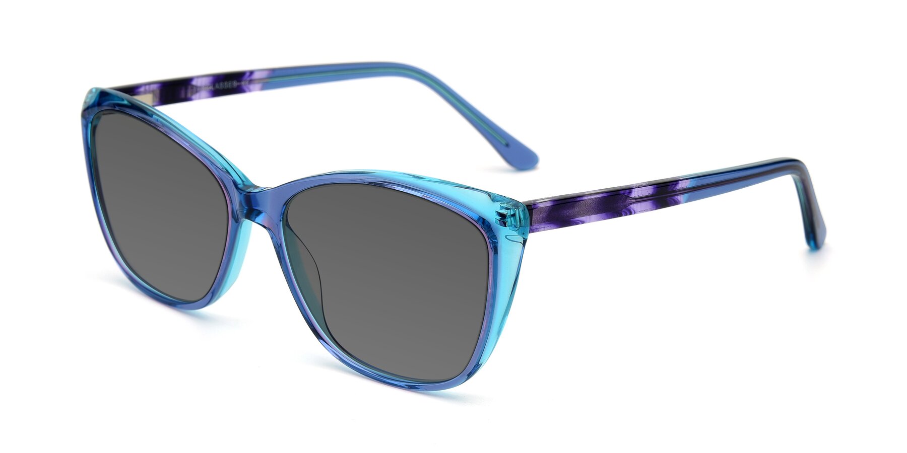 Angle of 17384 in Transparent Blue with Medium Gray Tinted Lenses