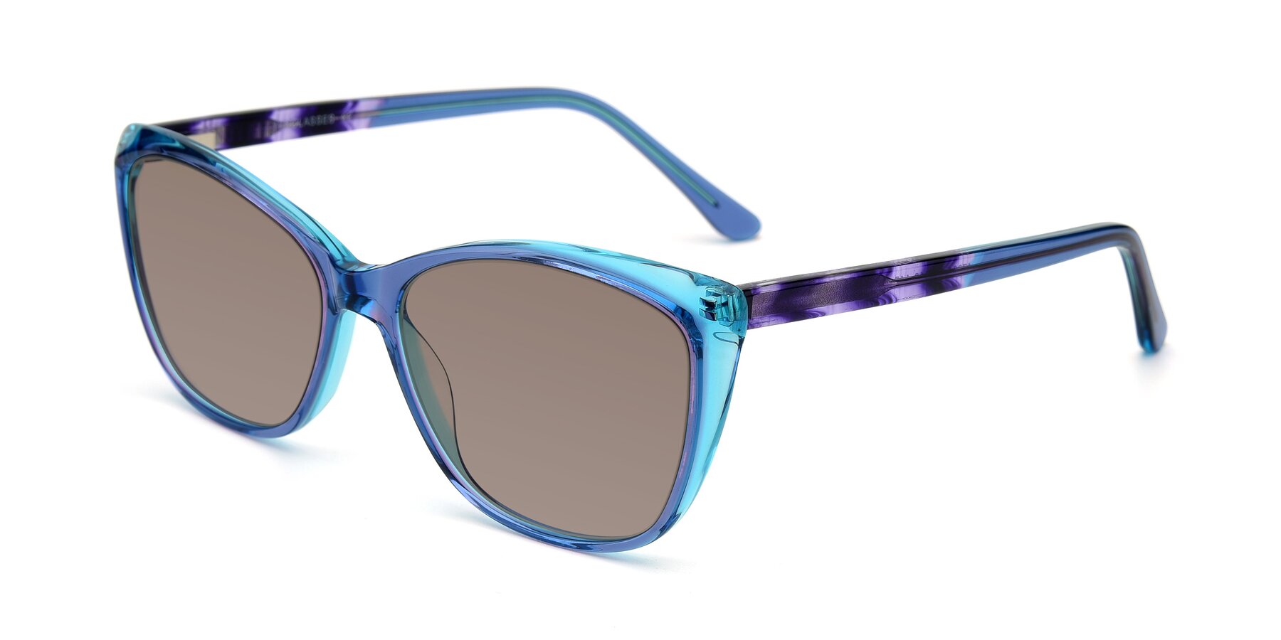 Angle of 17384 in Transparent Blue with Medium Brown Tinted Lenses