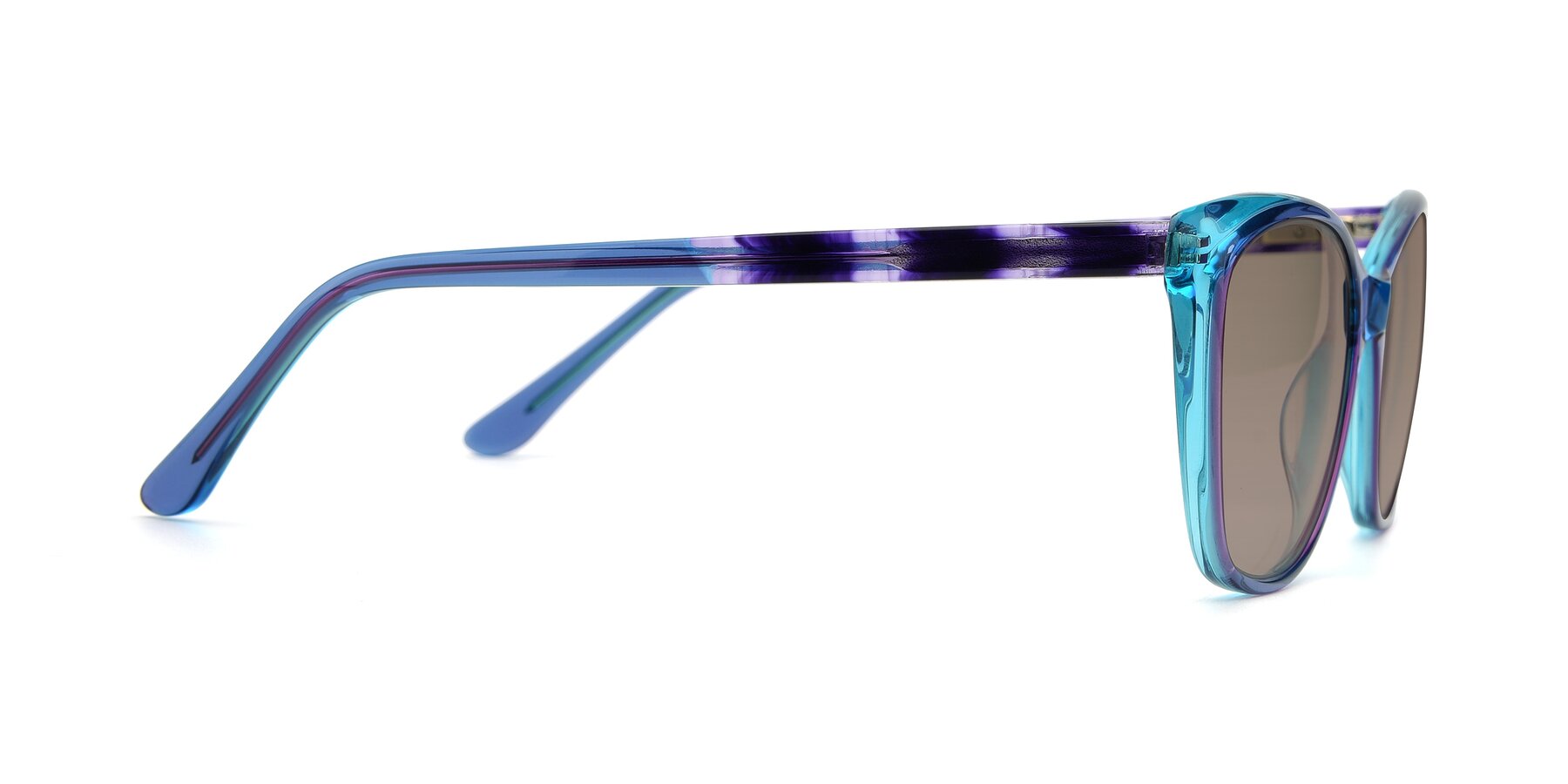 Side of 17384 in Transparent Blue with Medium Brown Tinted Lenses