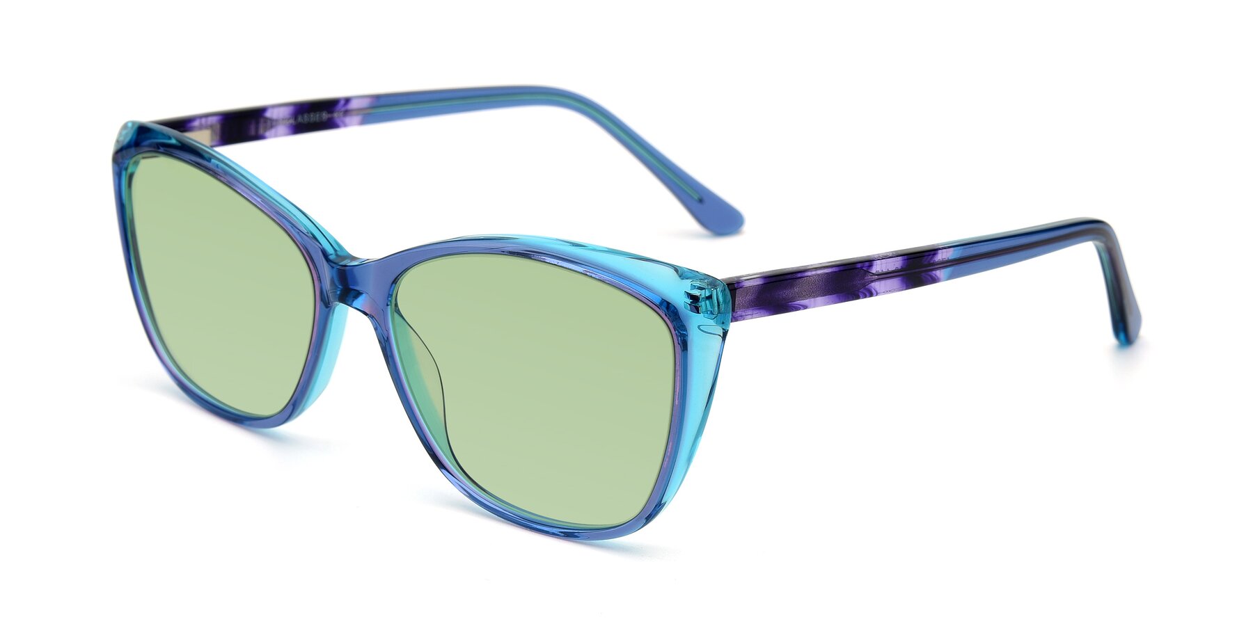 Angle of 17384 in Transparent Blue with Medium Green Tinted Lenses
