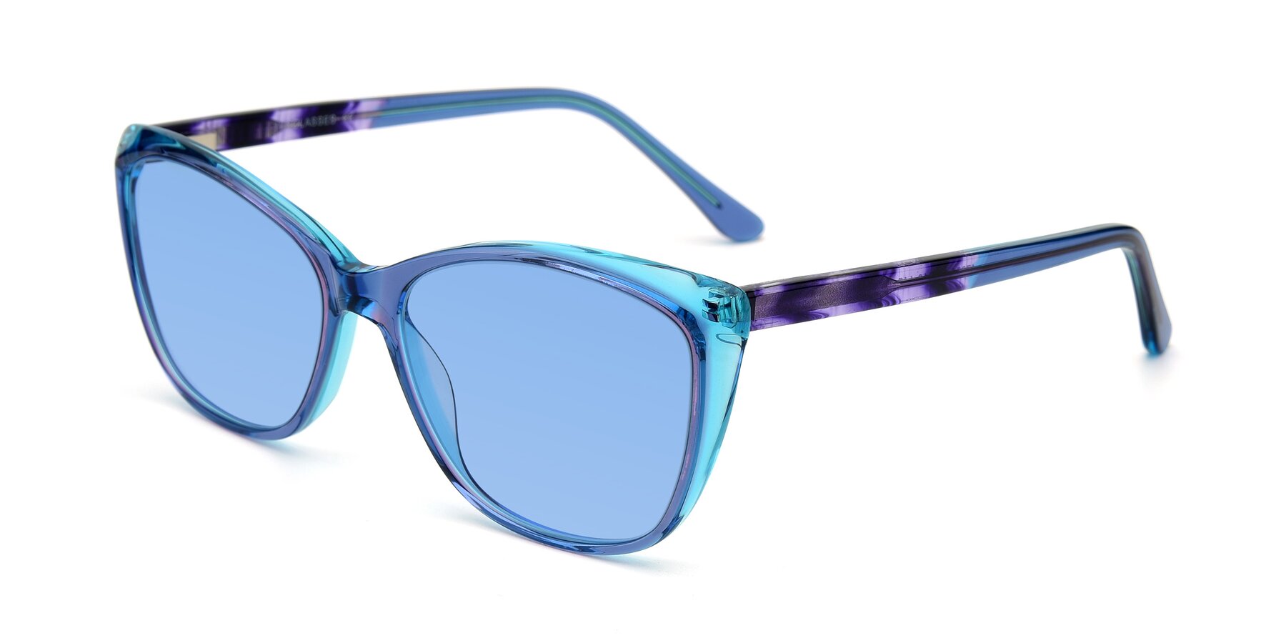Angle of 17384 in Transparent Blue with Medium Blue Tinted Lenses