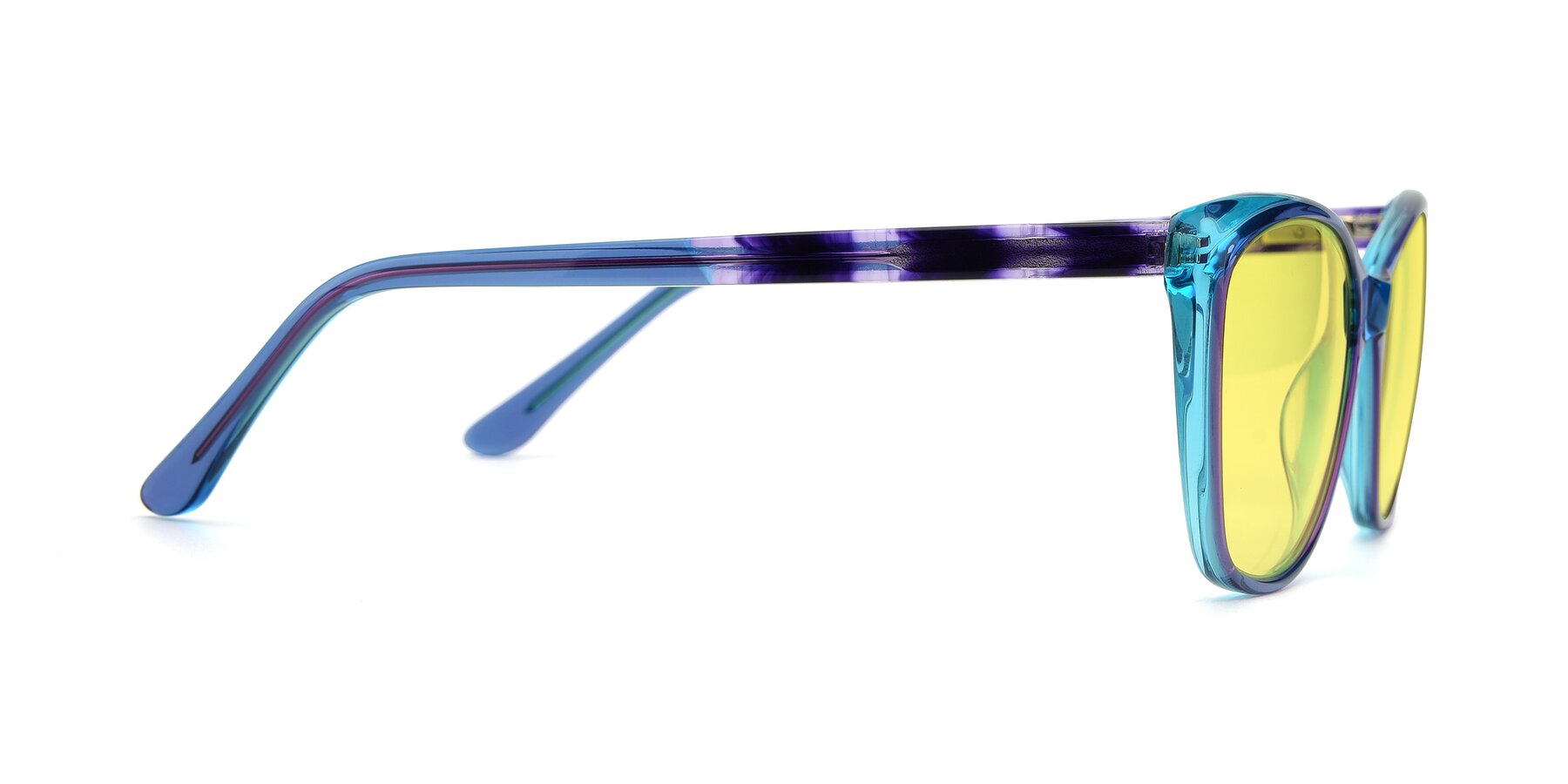 Side of 17384 in Transparent Blue with Medium Yellow Tinted Lenses