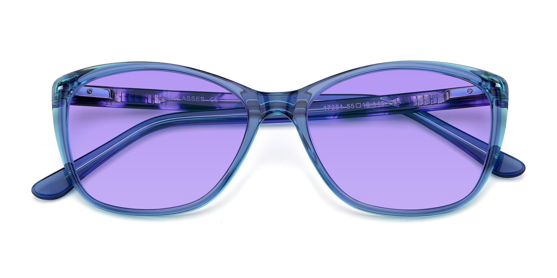 Folded Front of 17384 in Transparent Blue with Medium Purple Tinted Lenses