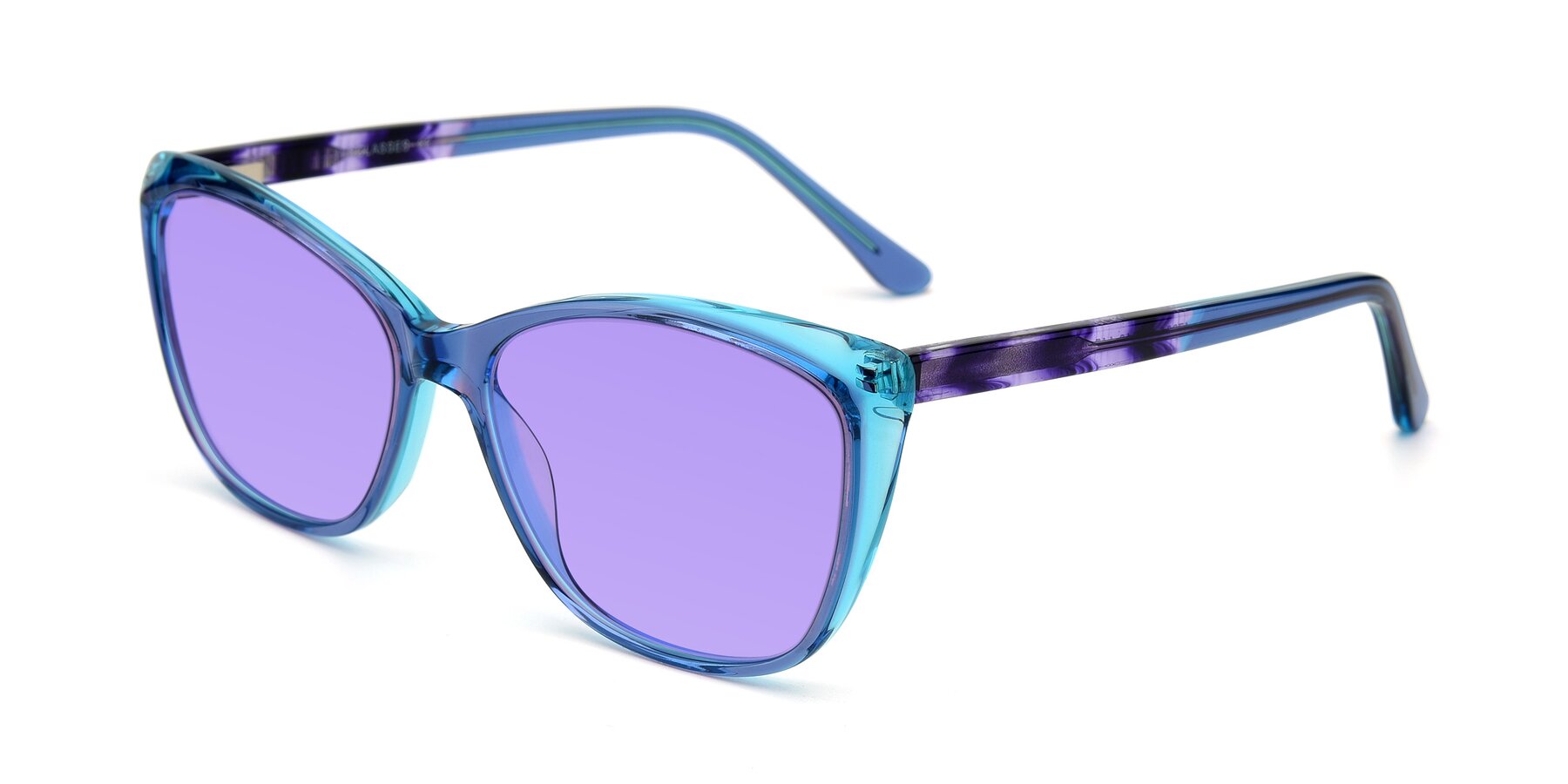 Angle of 17384 in Transparent Blue with Medium Purple Tinted Lenses